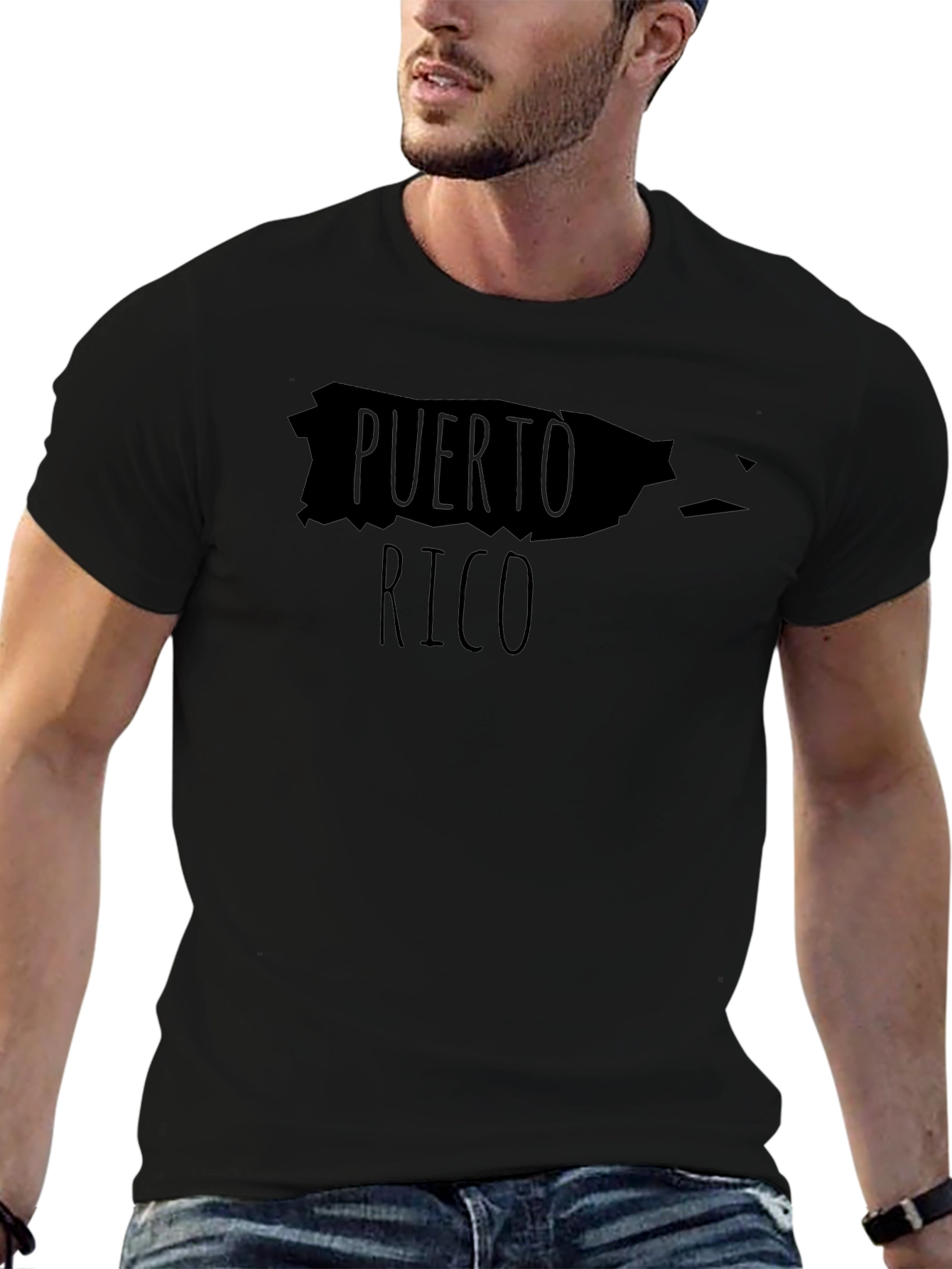 Puerto Rico Map Graphic Tee - Black T-Shirt