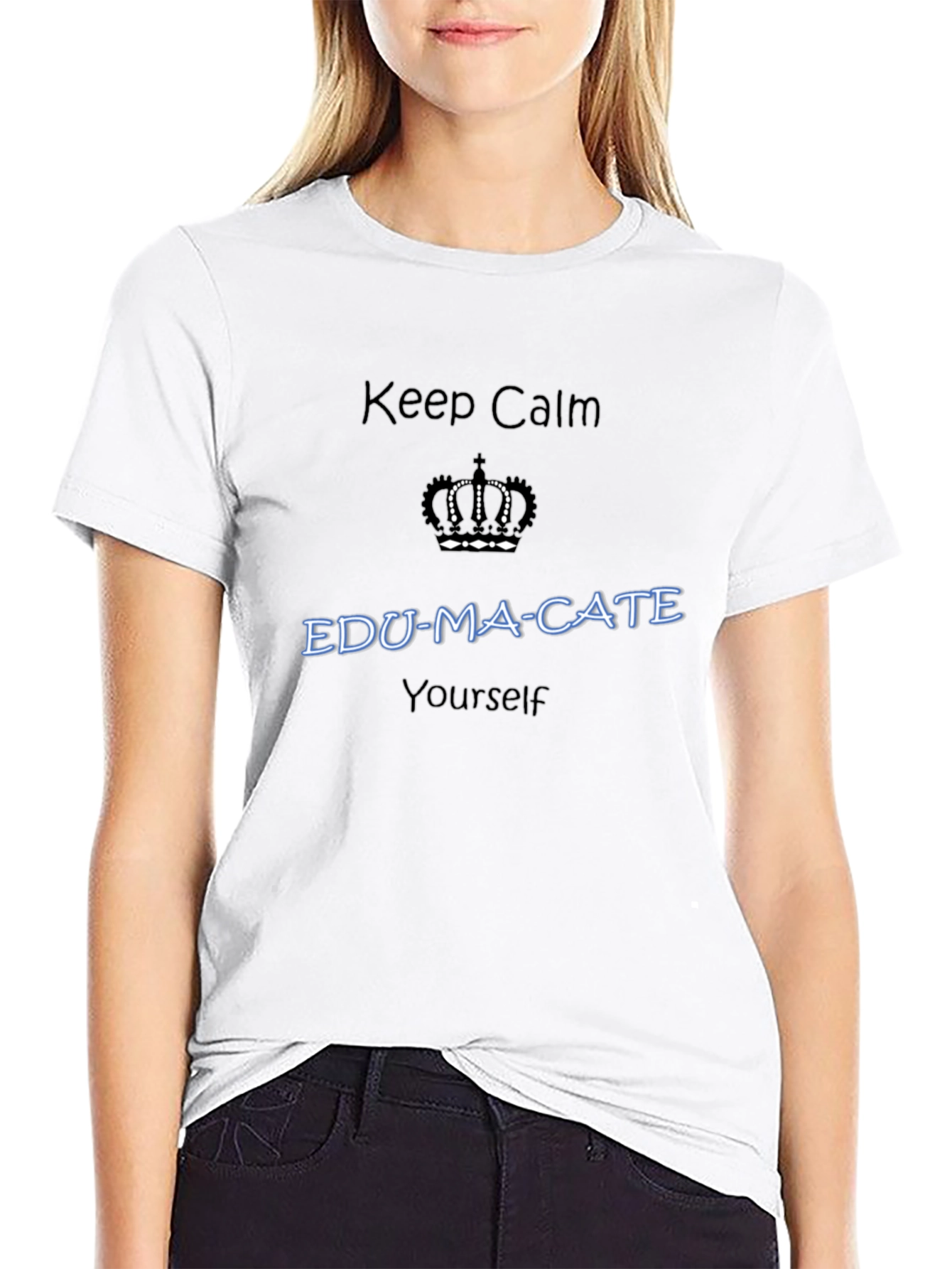 Keep Calm EDU-MA-CATE Yourself Black T-Shirt