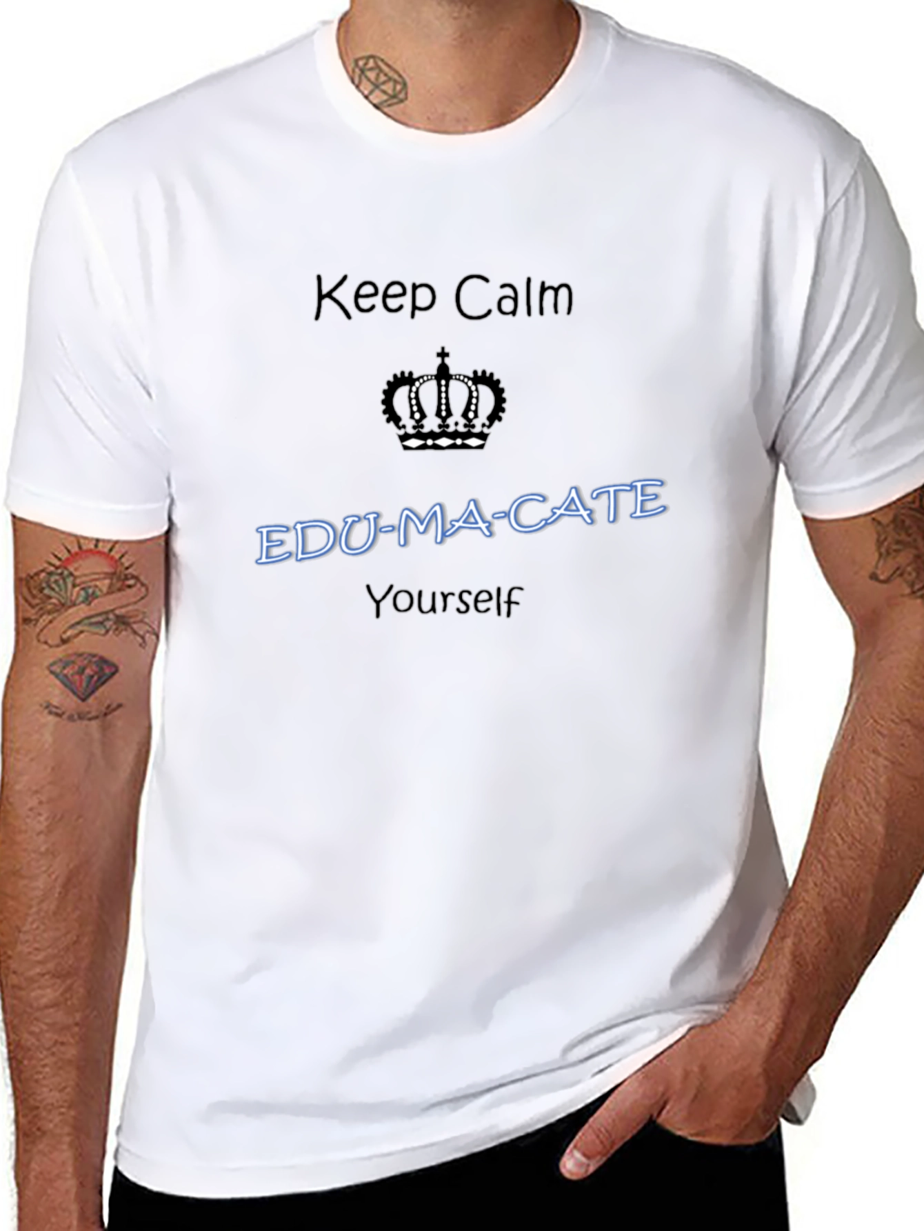 Keep Calm EDU-MA-CATE Yourself Black T-Shirt