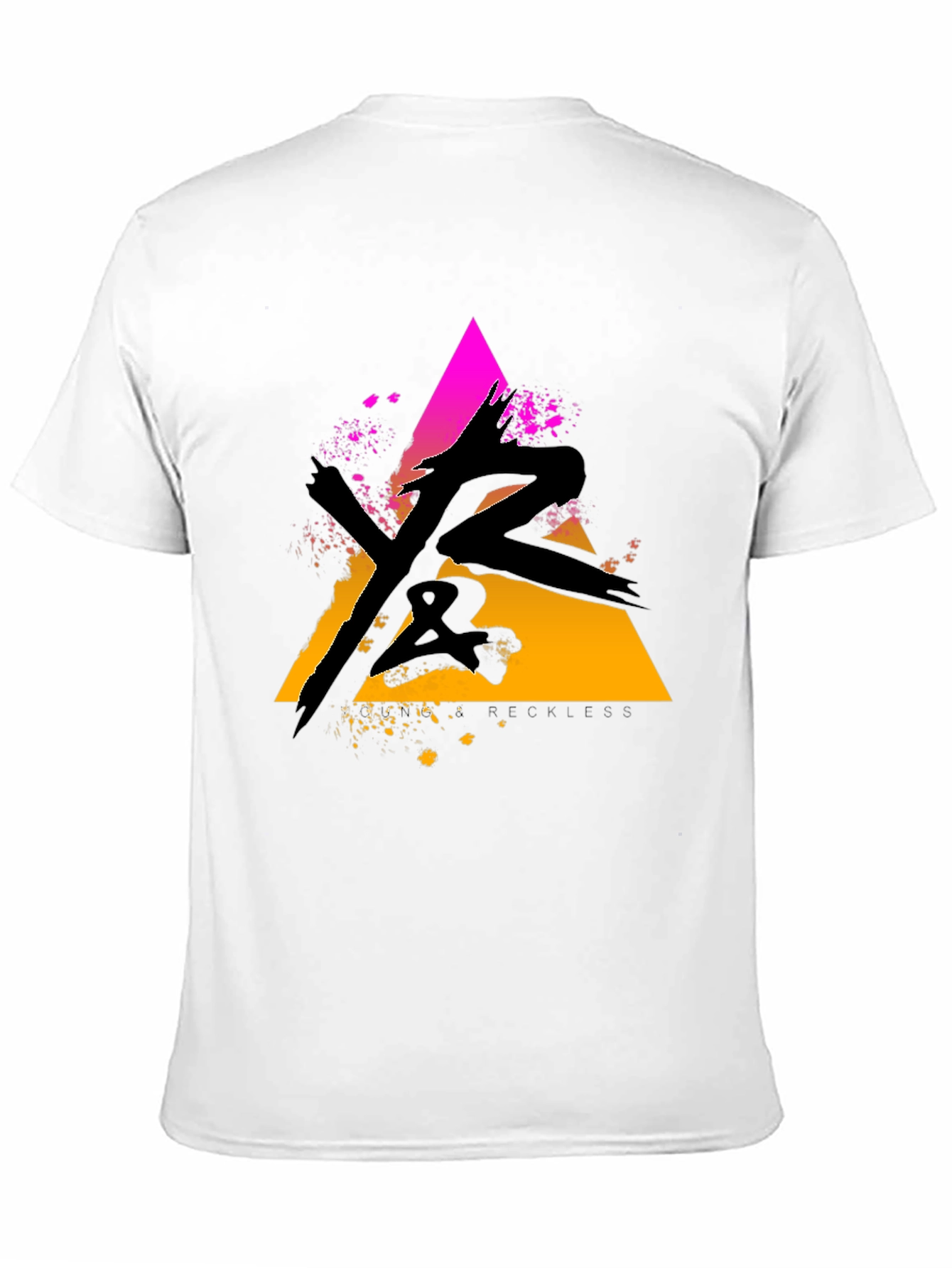 Abstract Triangle Graphic Tee - Black Cotton Blend
