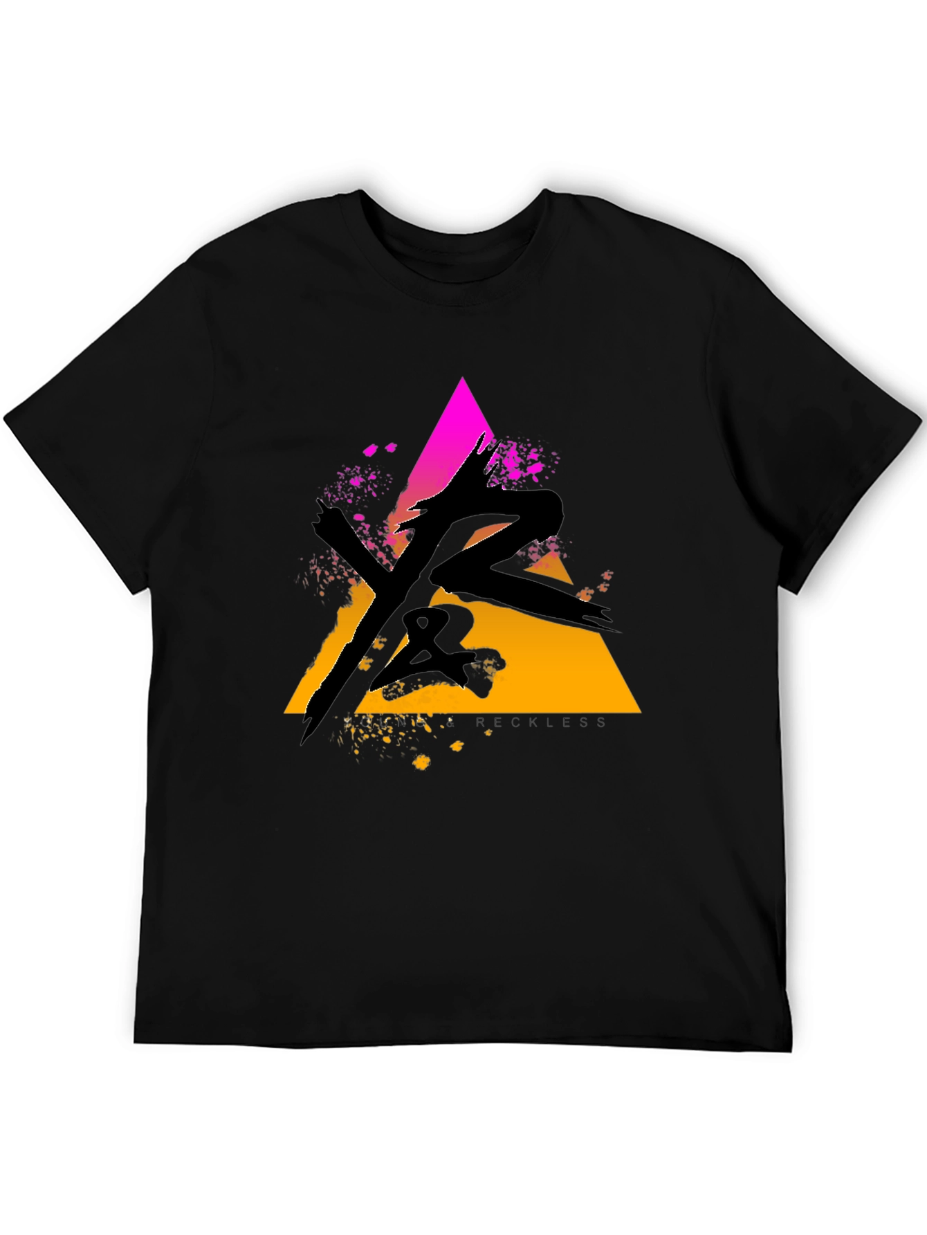 Abstract Triangle Graphic Tee - Black Cotton Blend