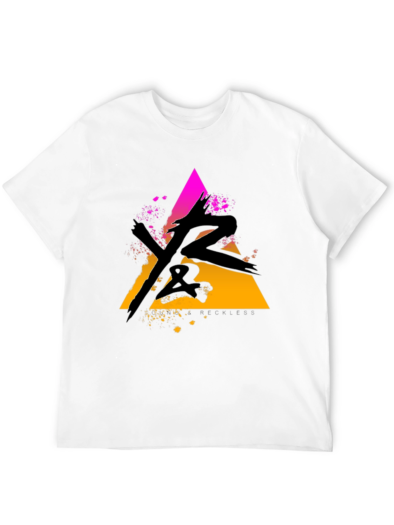 Abstract Triangle Graphic Tee - Black Cotton Blend