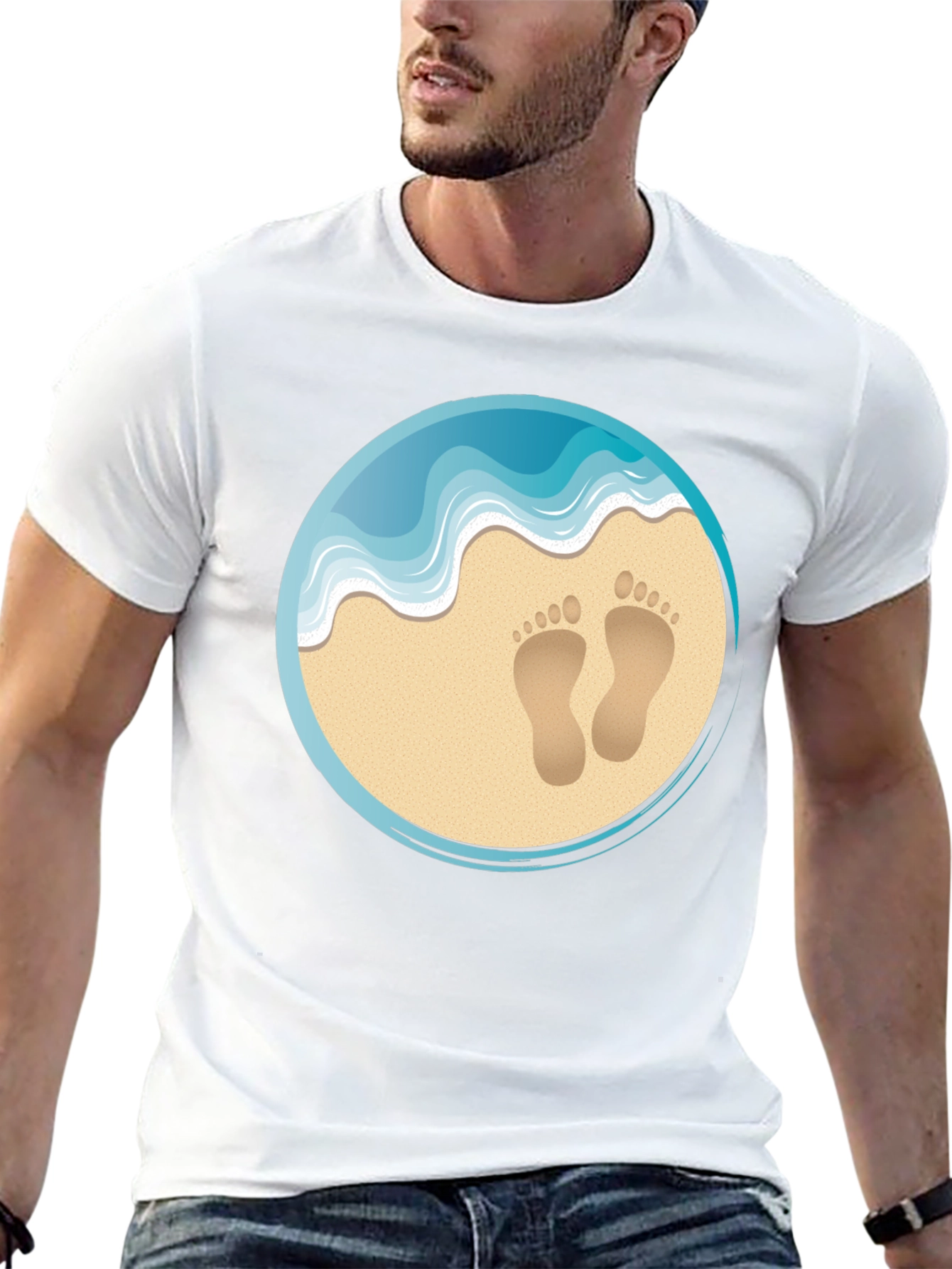 Beach Footprints Graphic T-Shirt