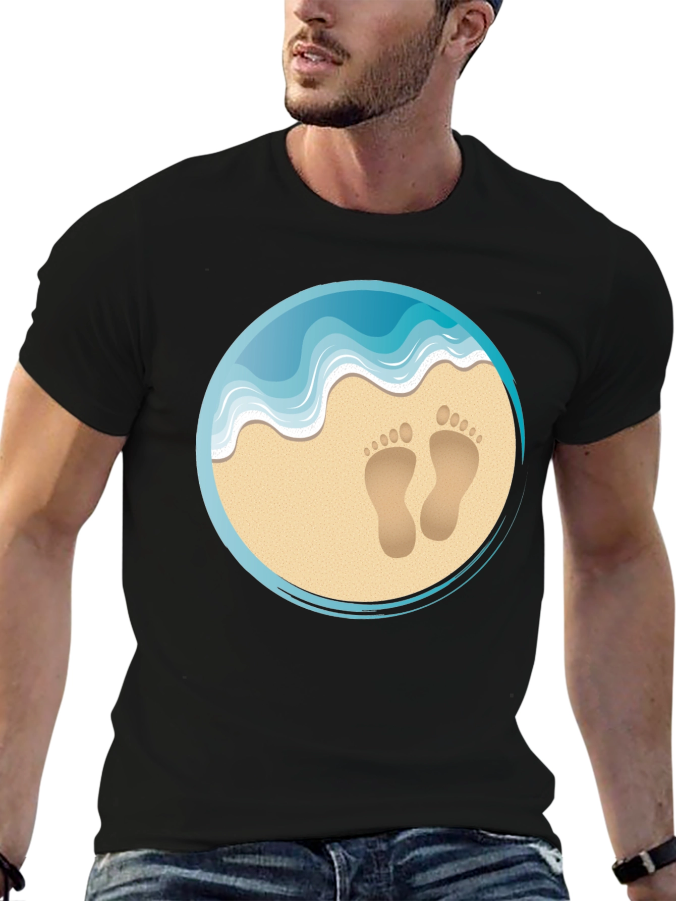 Beach Footprints Graphic T-Shirt