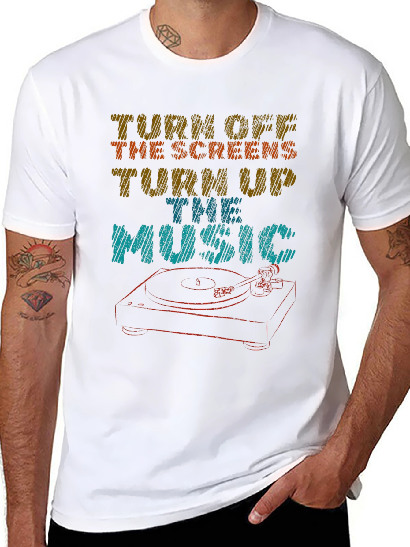 Turn Off The Screens Turn Up The Music T-Shirt