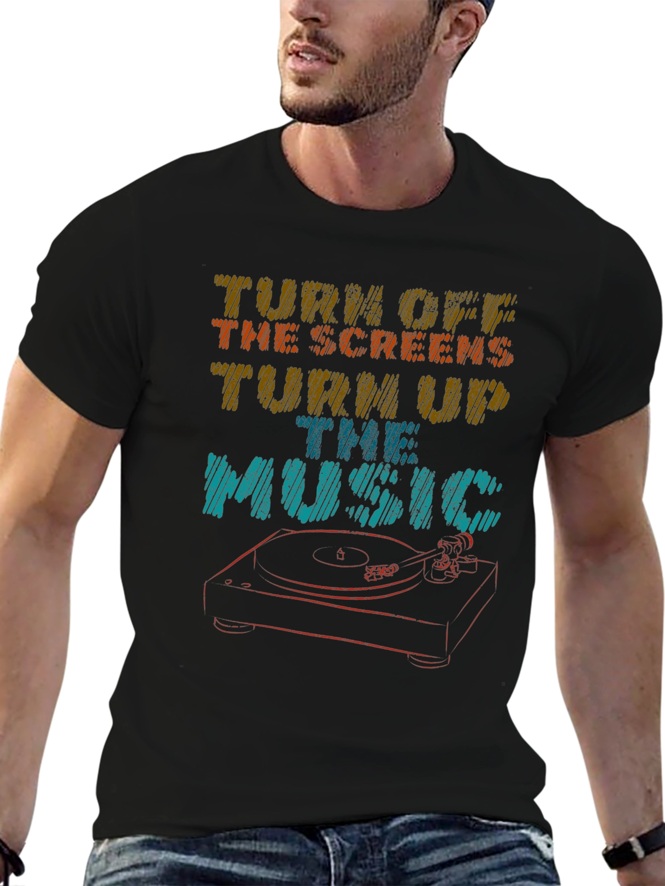 Turn Off The Screens Turn Up The Music T-Shirt