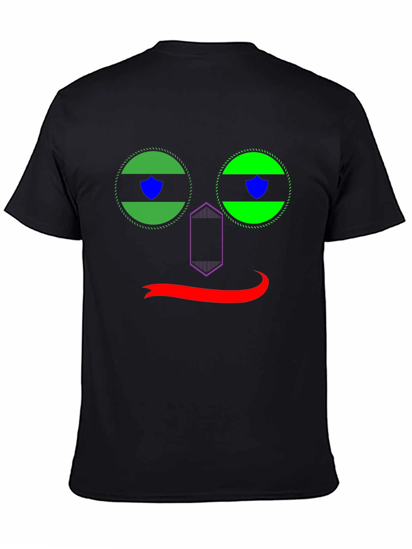 Funky Face Graphic Tee - Black Cotton T-Shirt