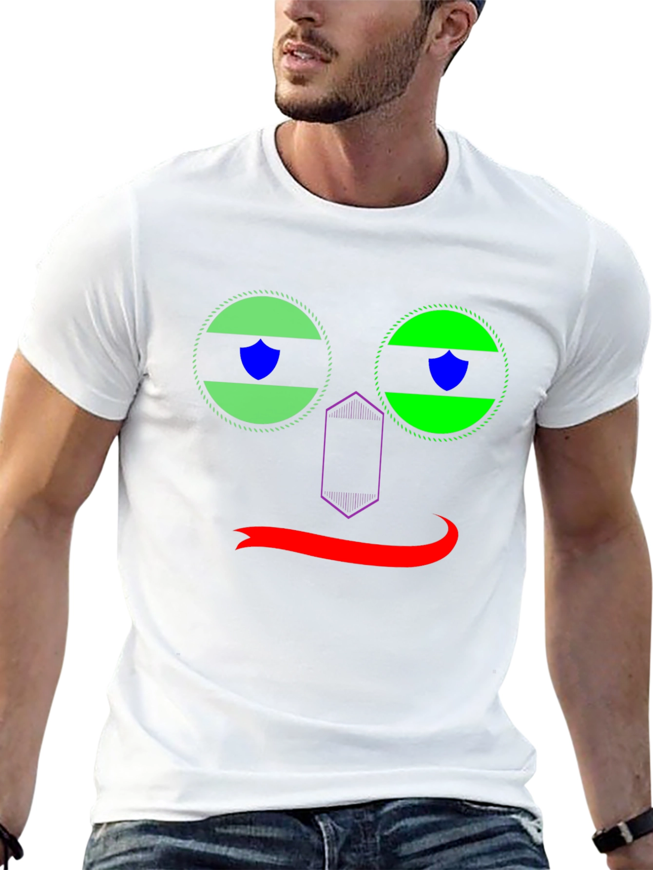 Funky Face Graphic Tee - Black Cotton T-Shirt