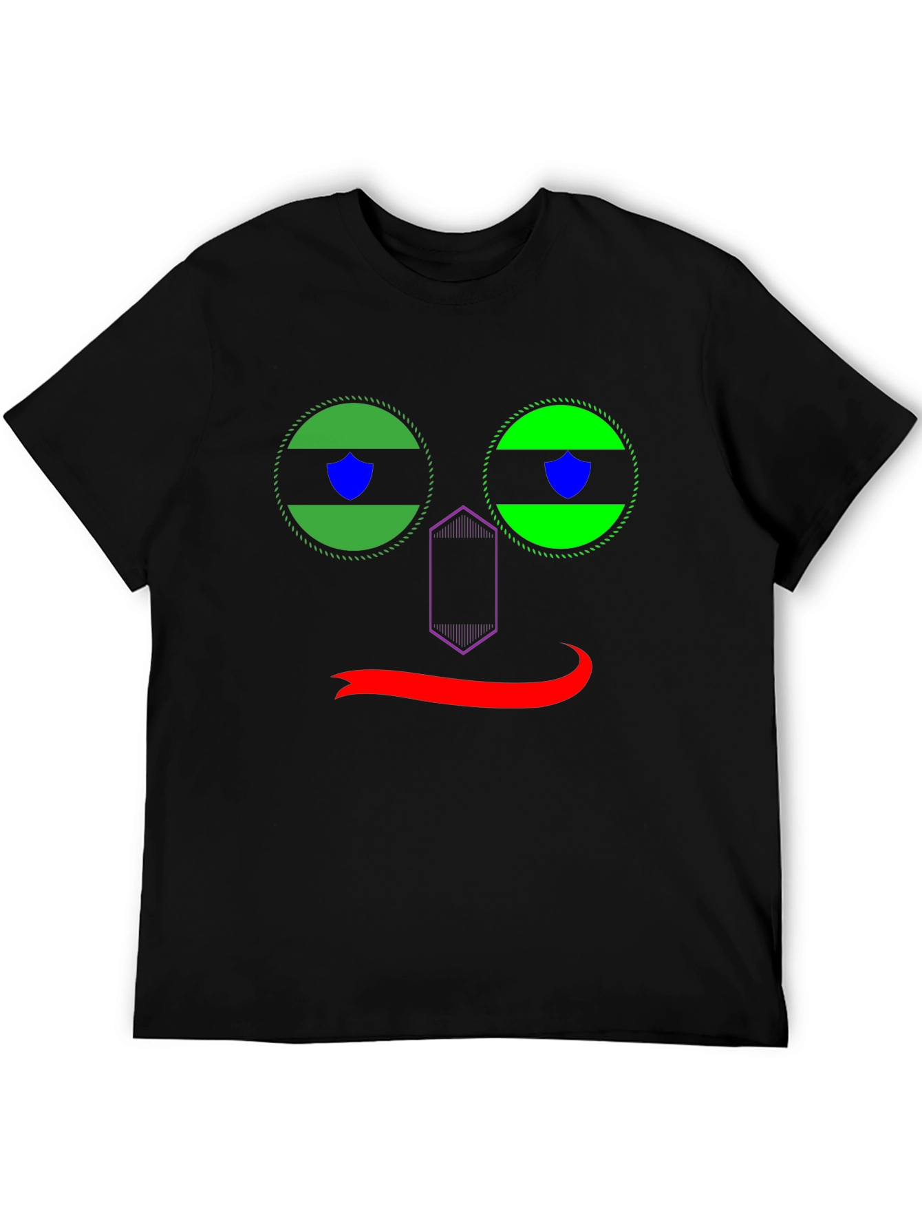 Funky Face Graphic Tee - Black Cotton T-Shirt