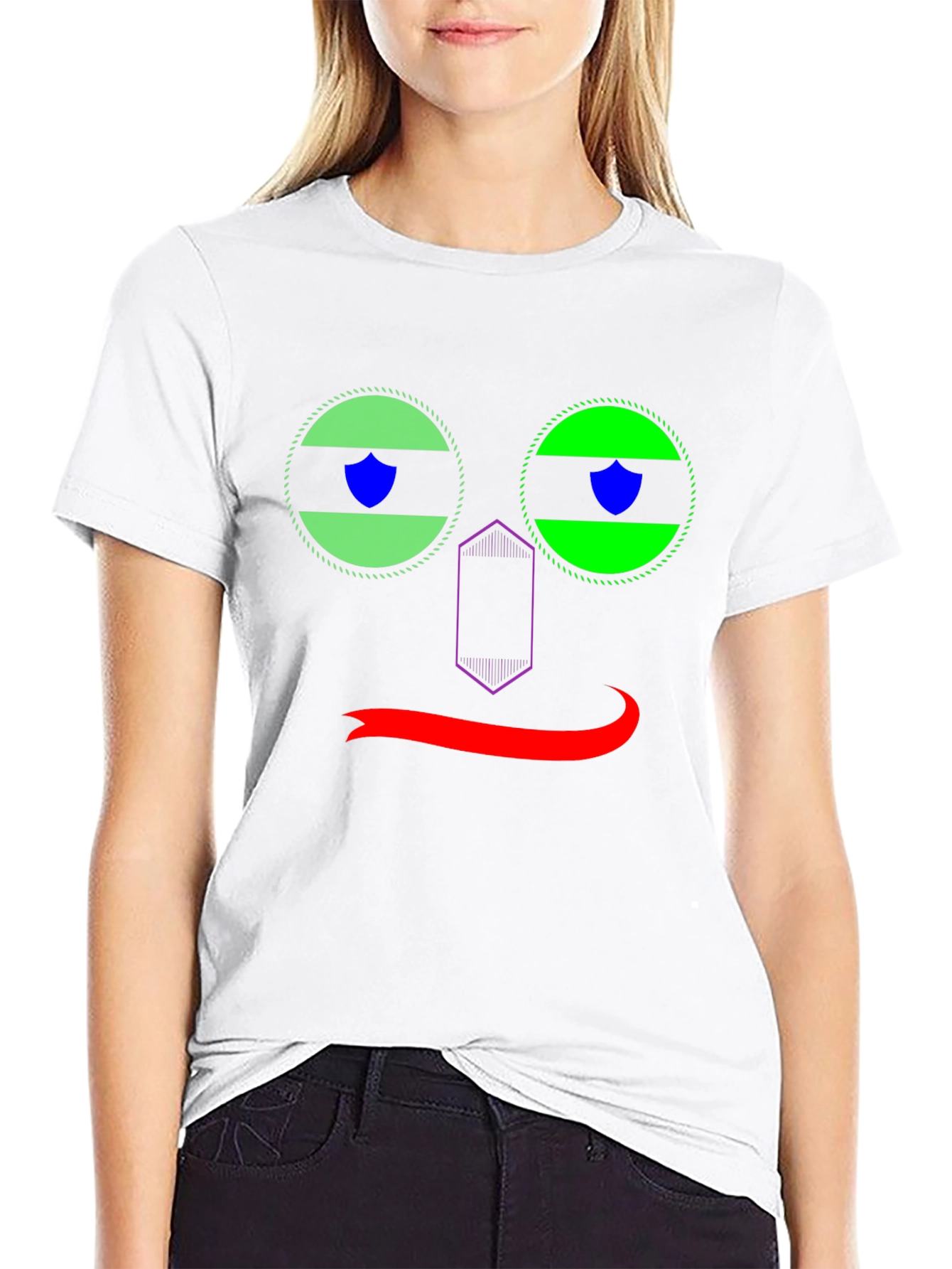 Funky Face Graphic Tee - Black Cotton T-Shirt