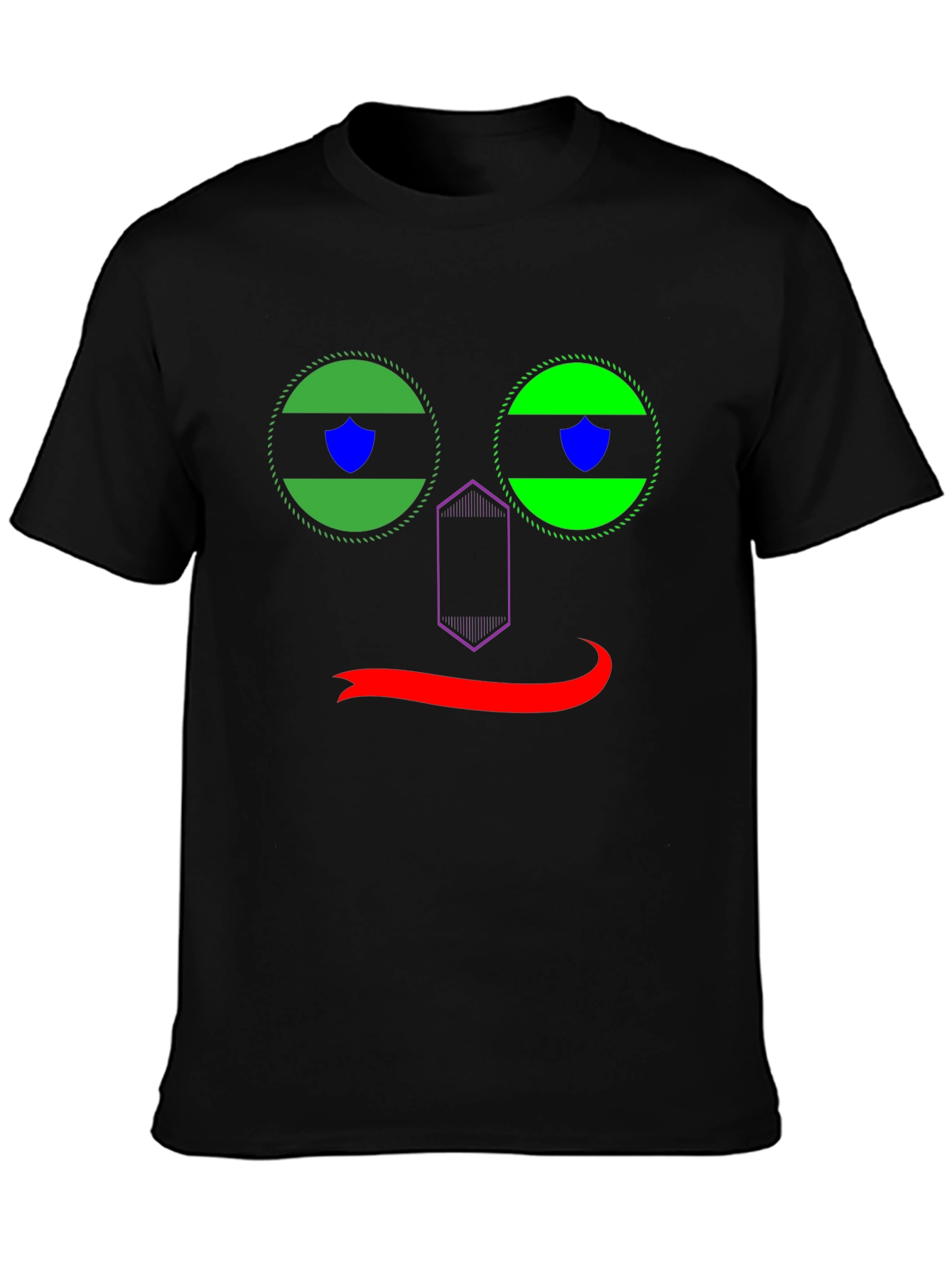 Funky Face Graphic Tee - Black Cotton T-Shirt