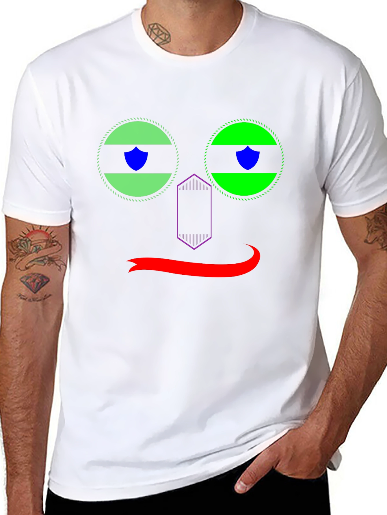 Funky Face Graphic Tee - Black Cotton T-Shirt