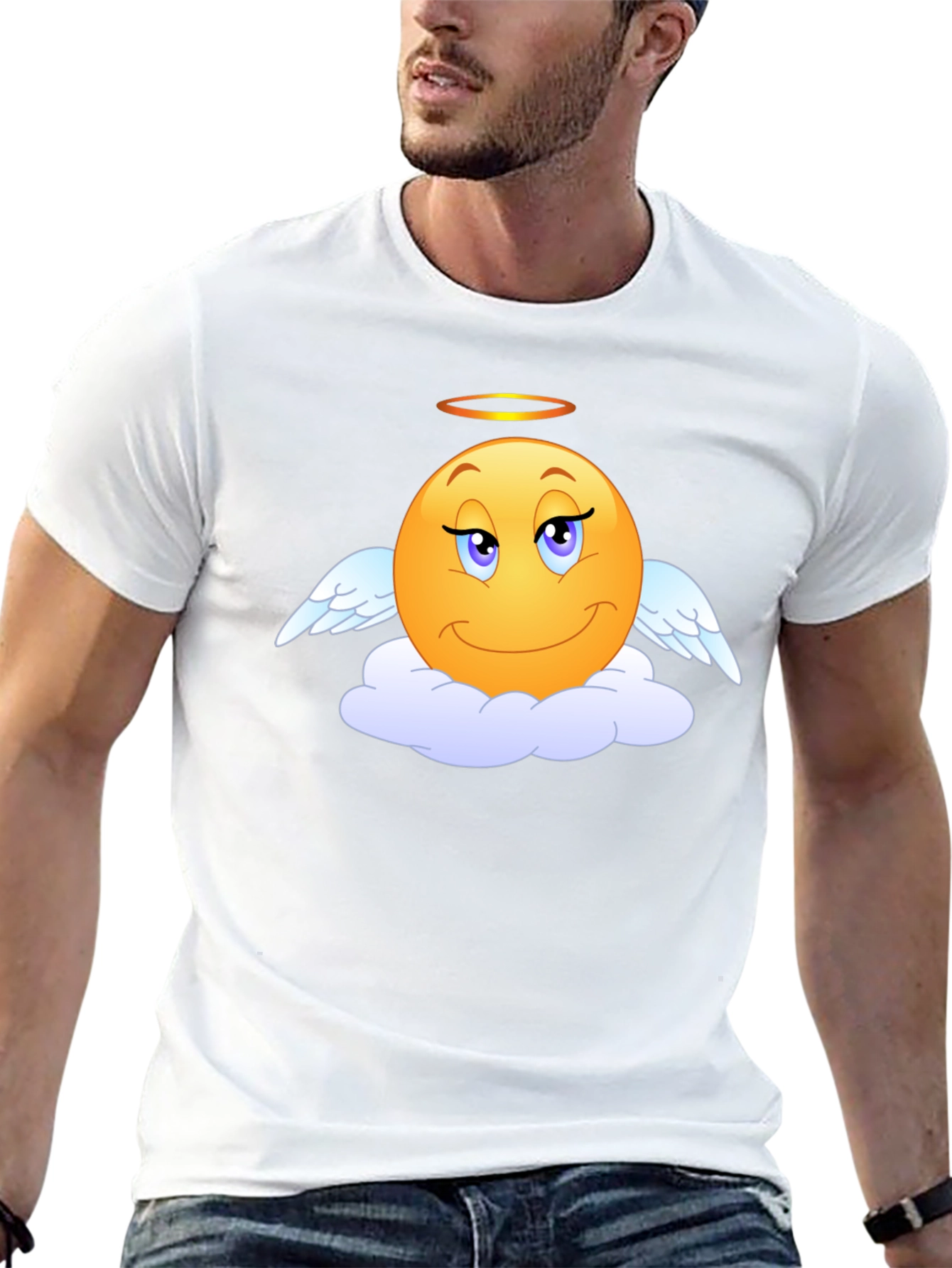 Angel Emoji Black T-Shirt