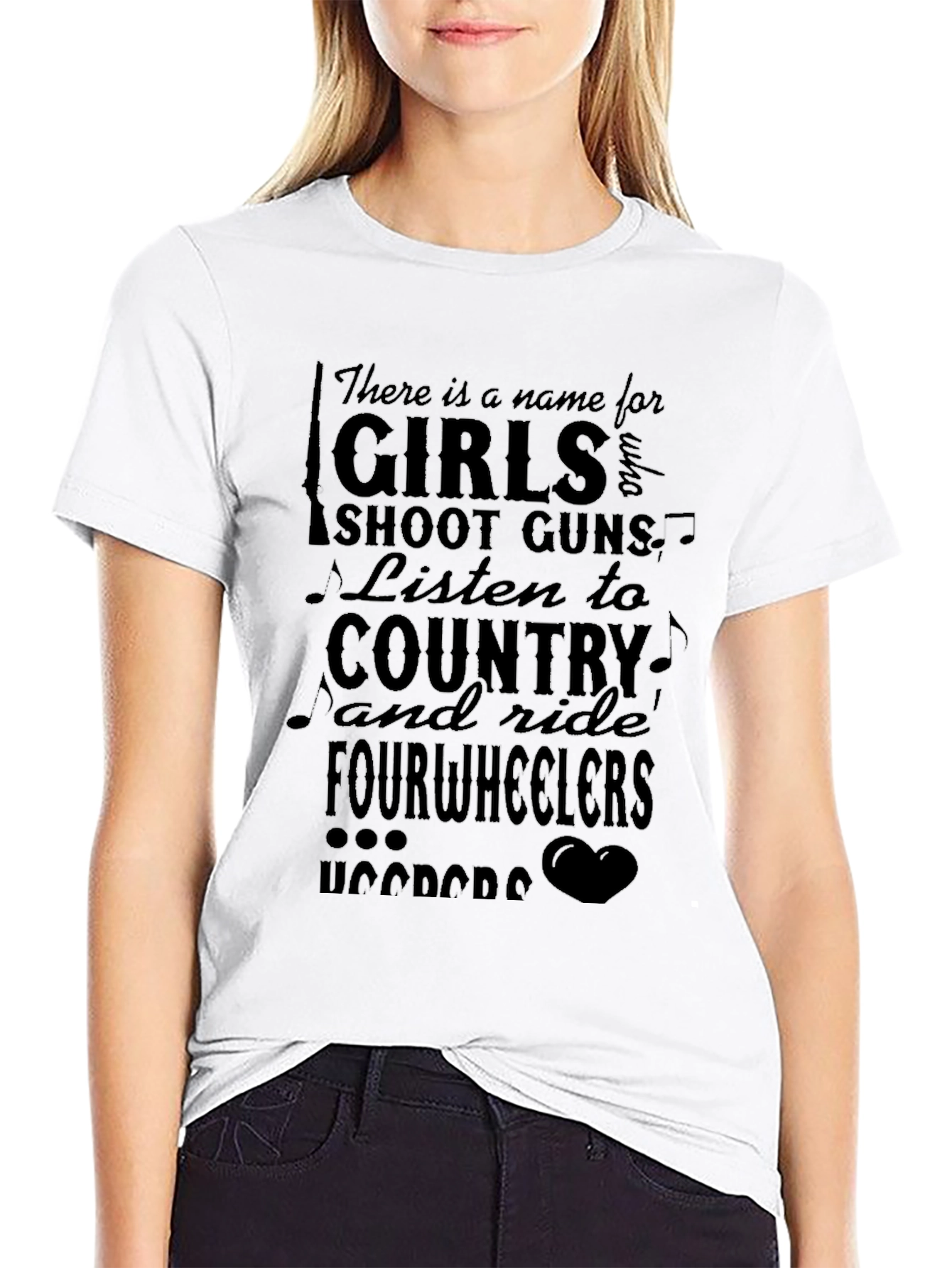 Girls Shoot Guns Country Fourwheelers Black T-Shirt