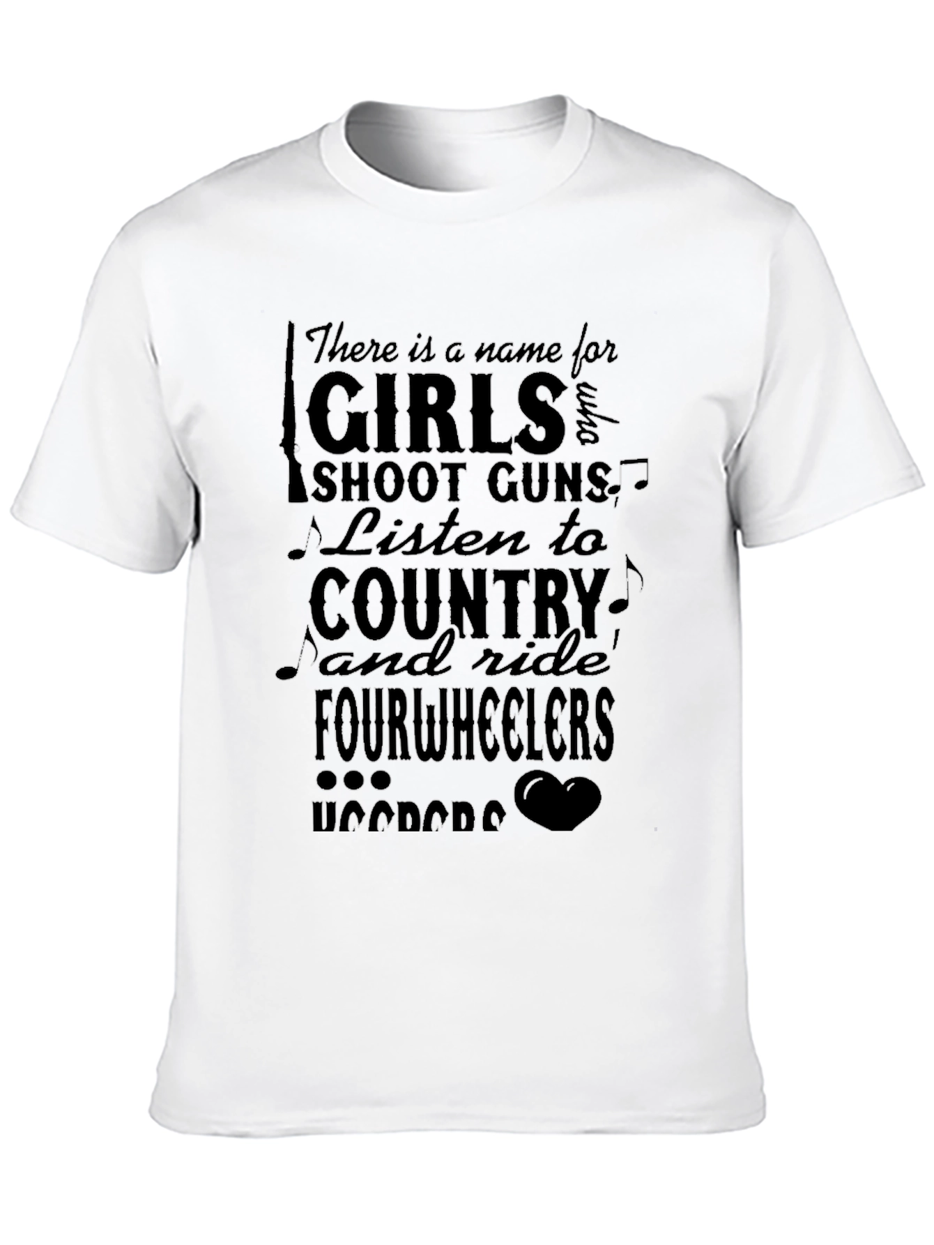 Girls Shoot Guns Country Fourwheelers Black T-Shirt