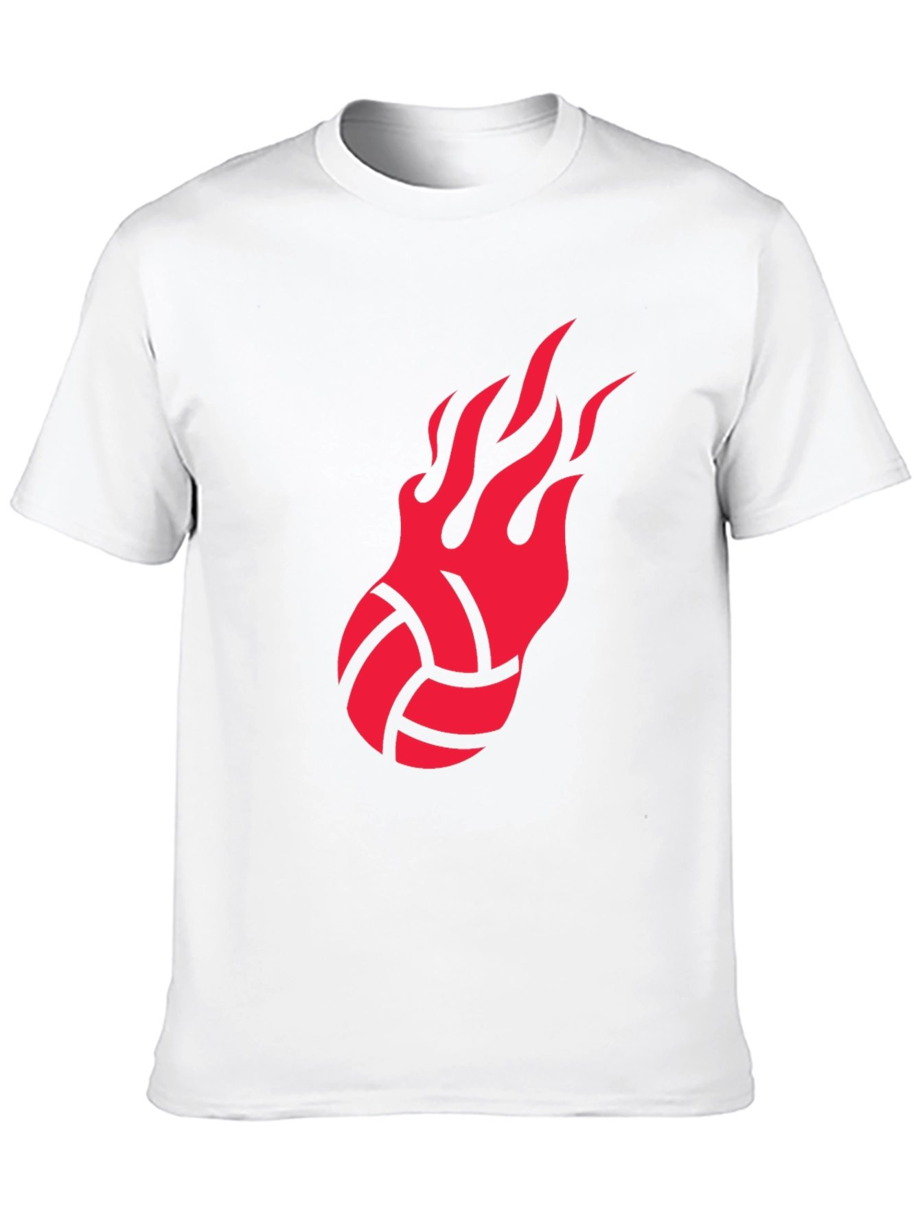 Fiery Volleyball Graphic Tee - Black Cotton Shirt