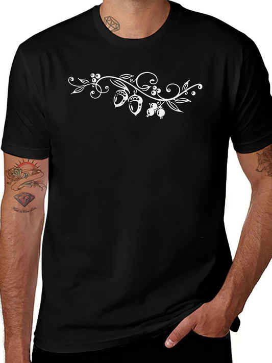 Acorn & Berry Vine Graphic Tee - Black Casual Shirt