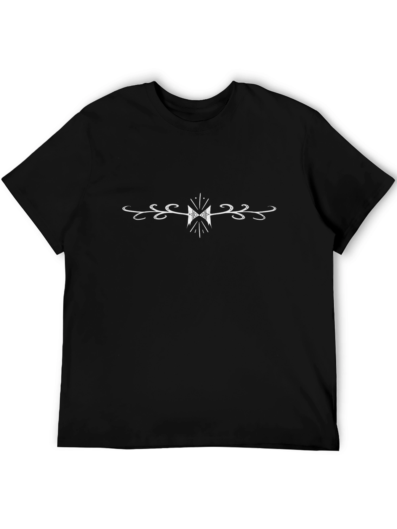 Mens Black T-Shirt with Ornamental Design