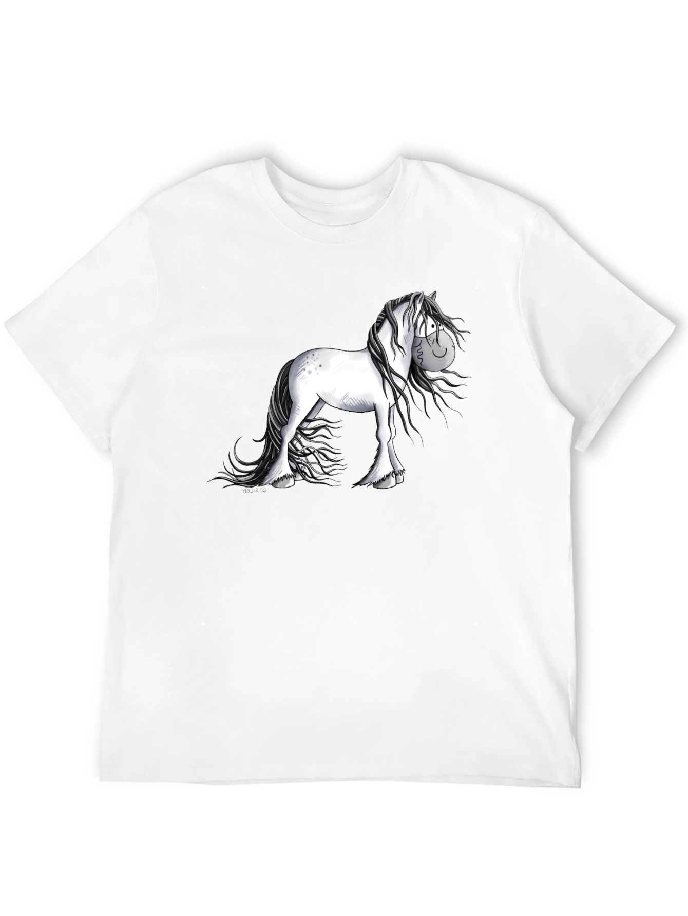 Cartoon Horse Graphic Black T-Shirt