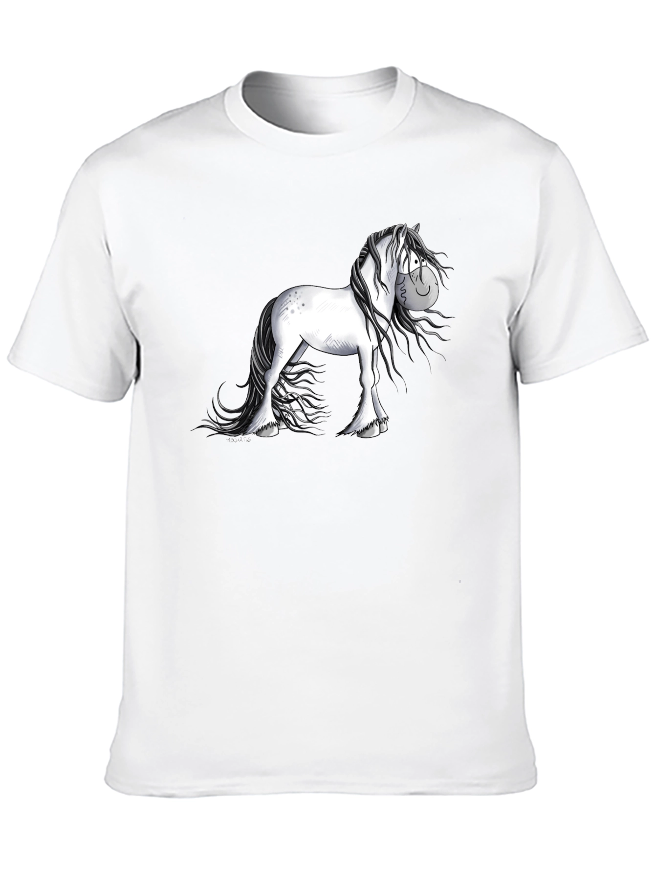 Cartoon Horse Graphic Black T-Shirt