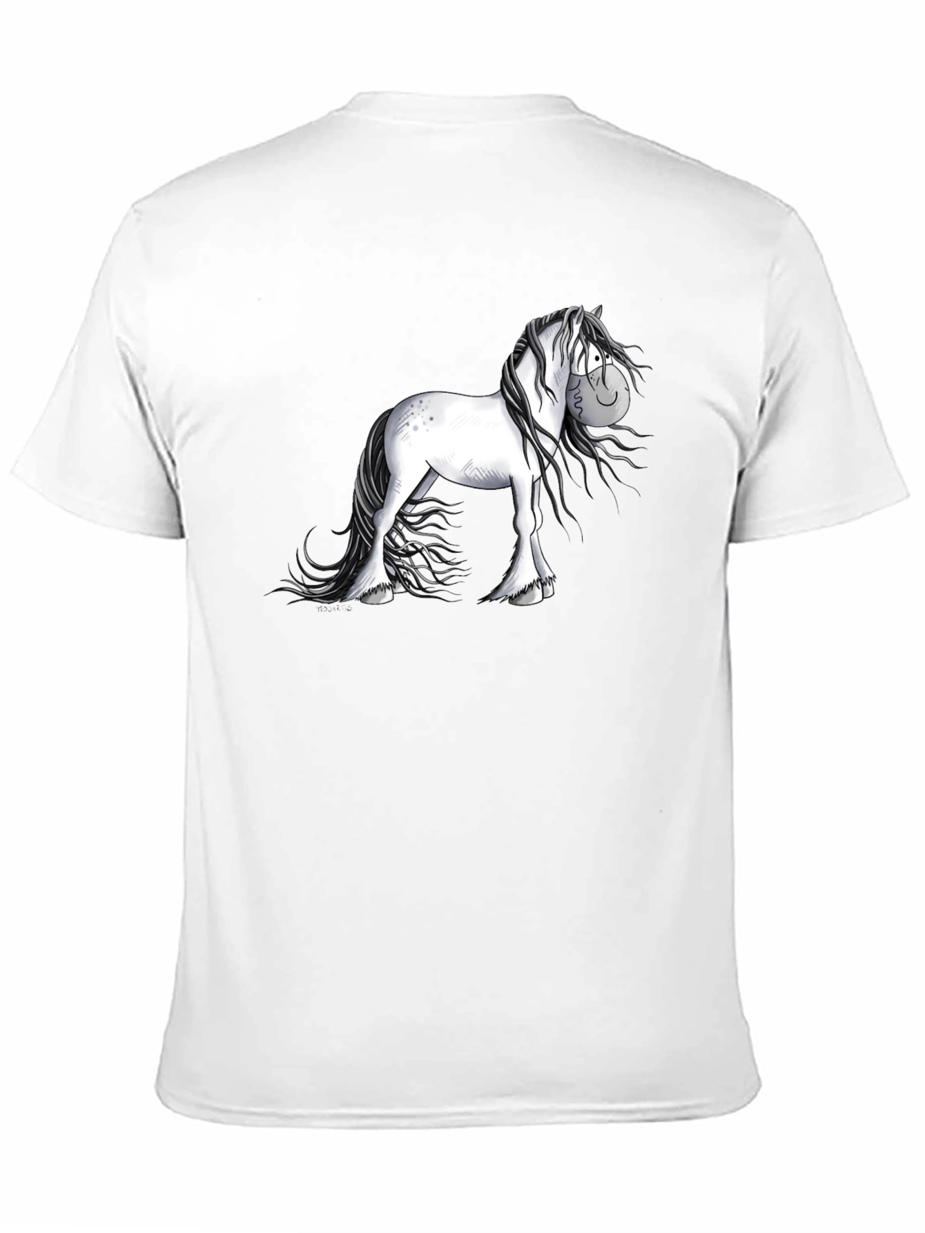 Cartoon Horse Graphic Black T-Shirt