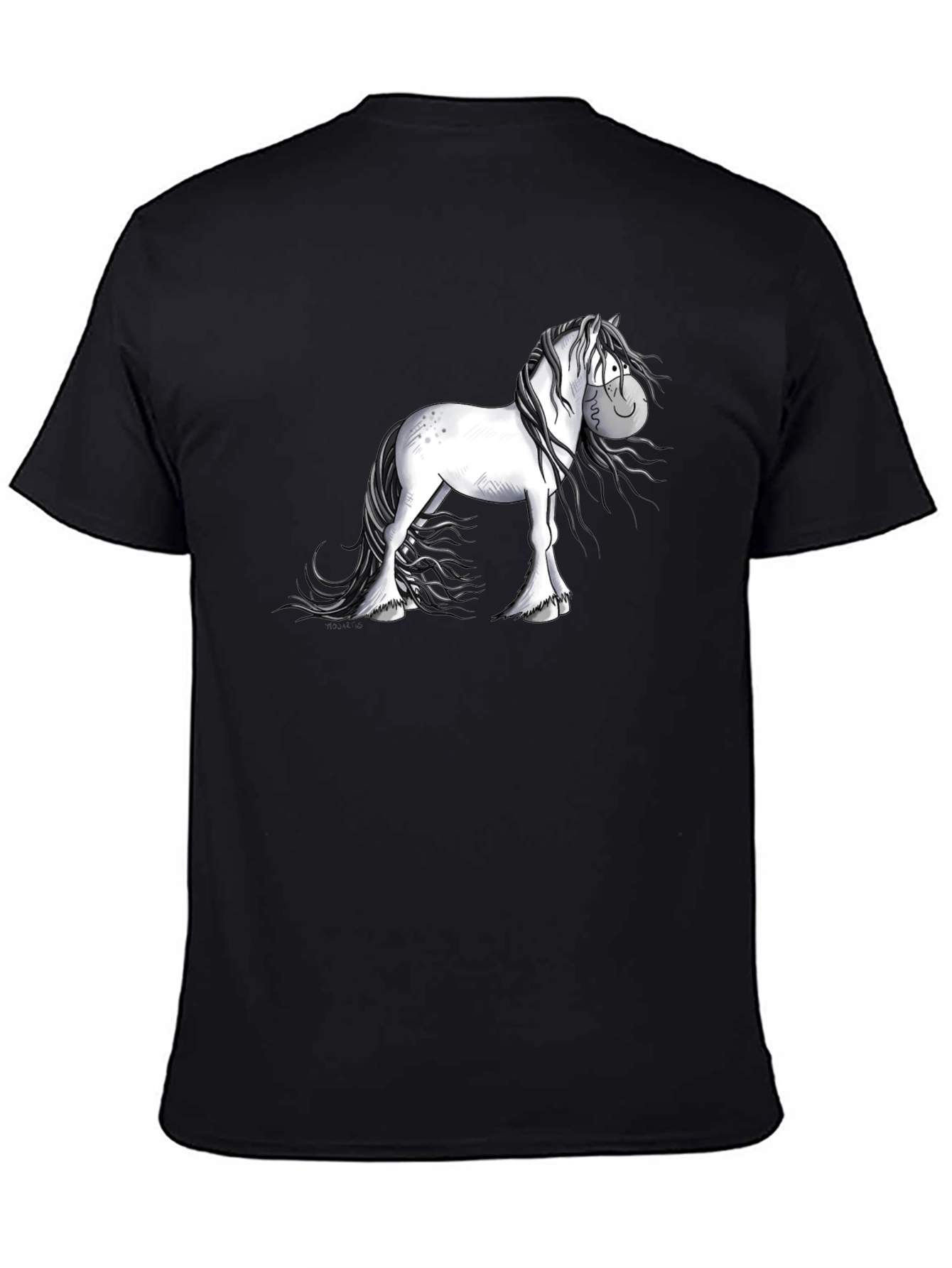 Cartoon Horse Graphic Black T-Shirt