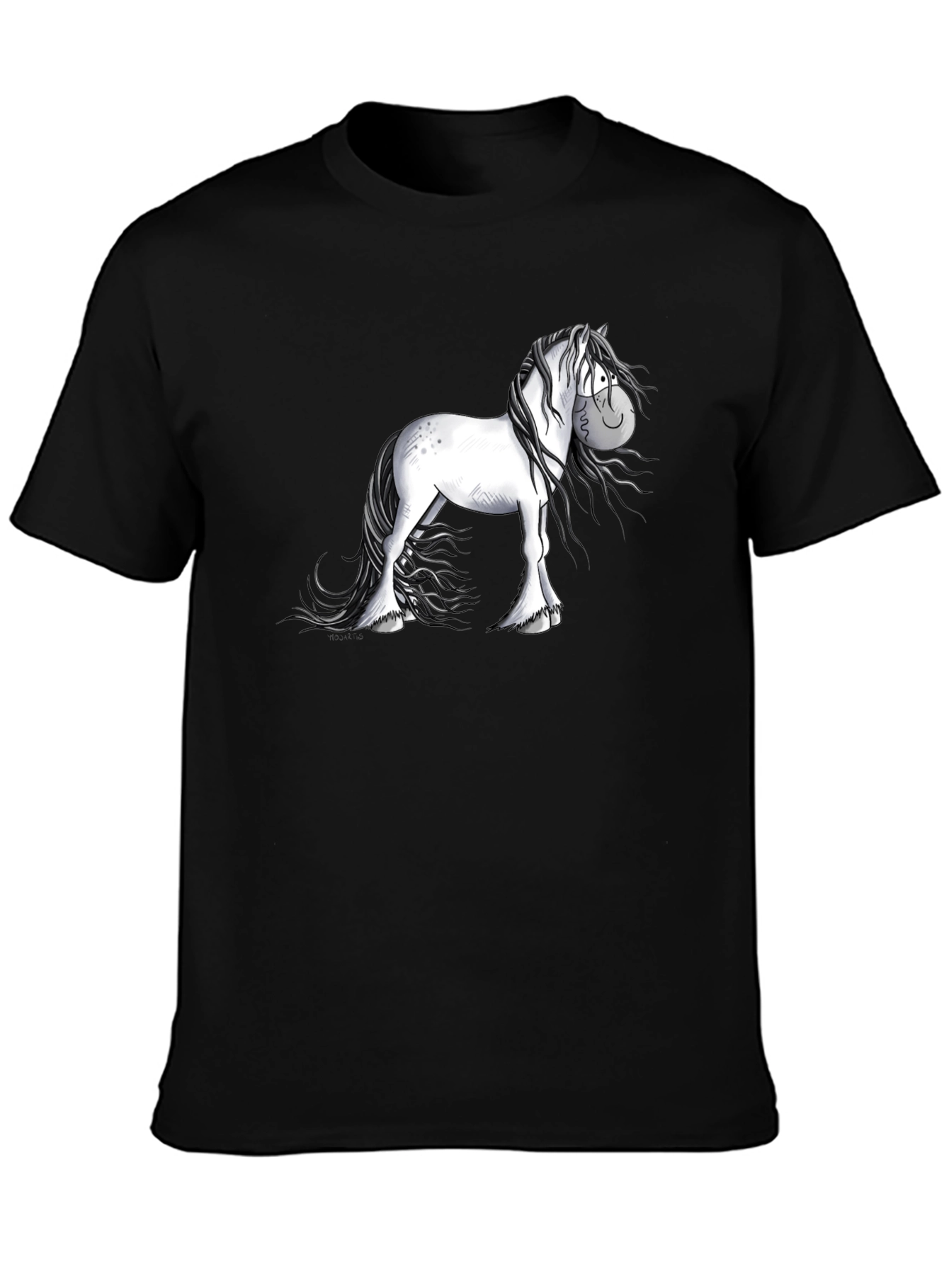 Cartoon Horse Graphic Black T-Shirt