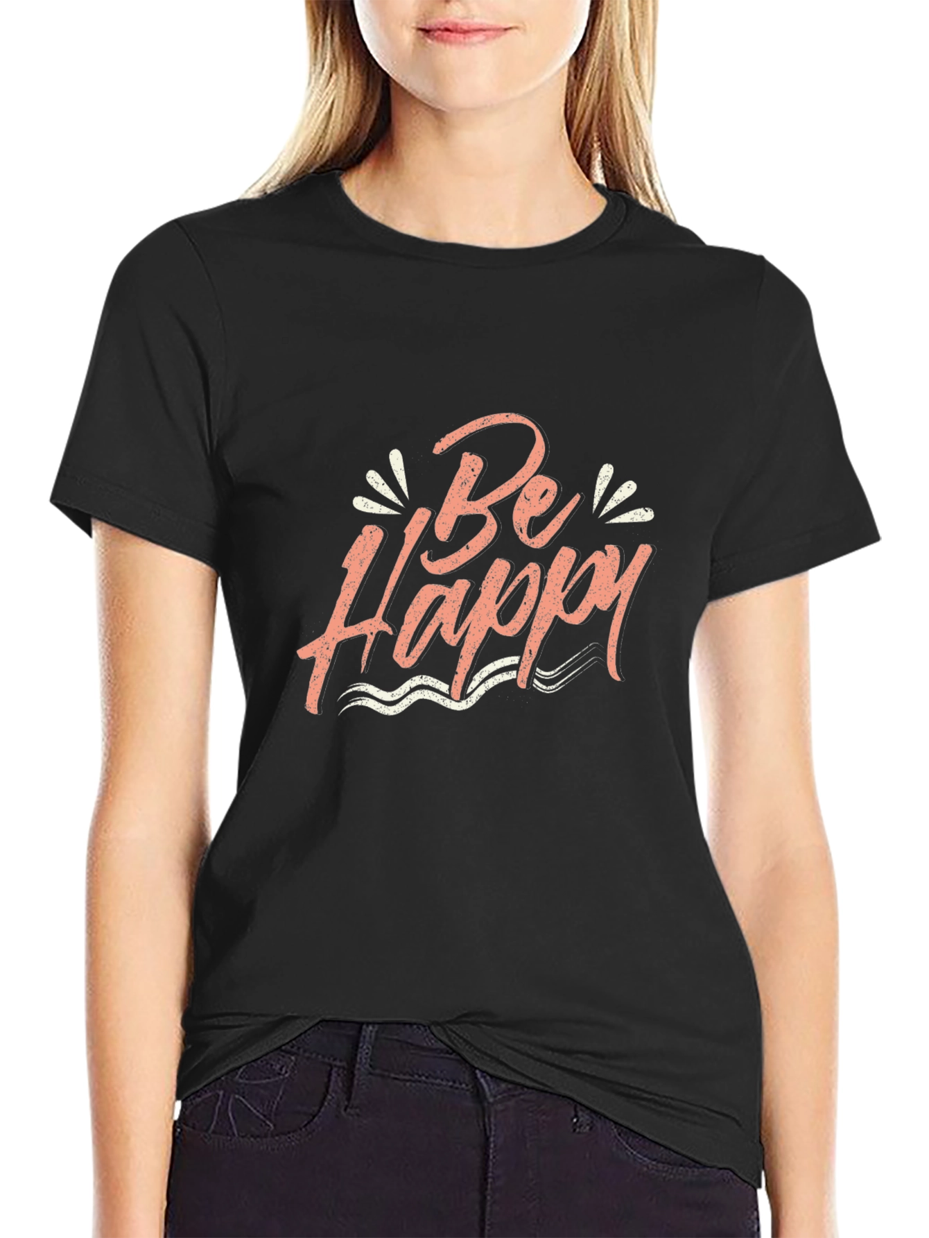 Be Happy Graphic T-Shirt - Black