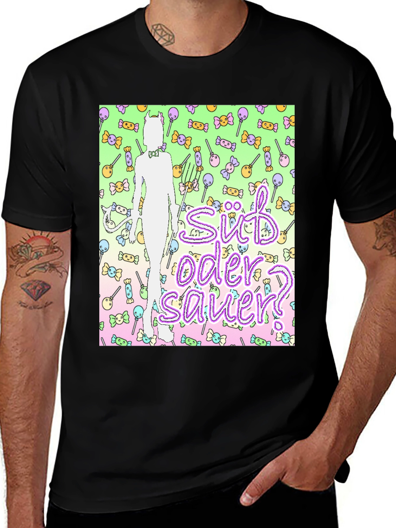 Sweet or Sour? Devilish Candy Graphic T-Shirt