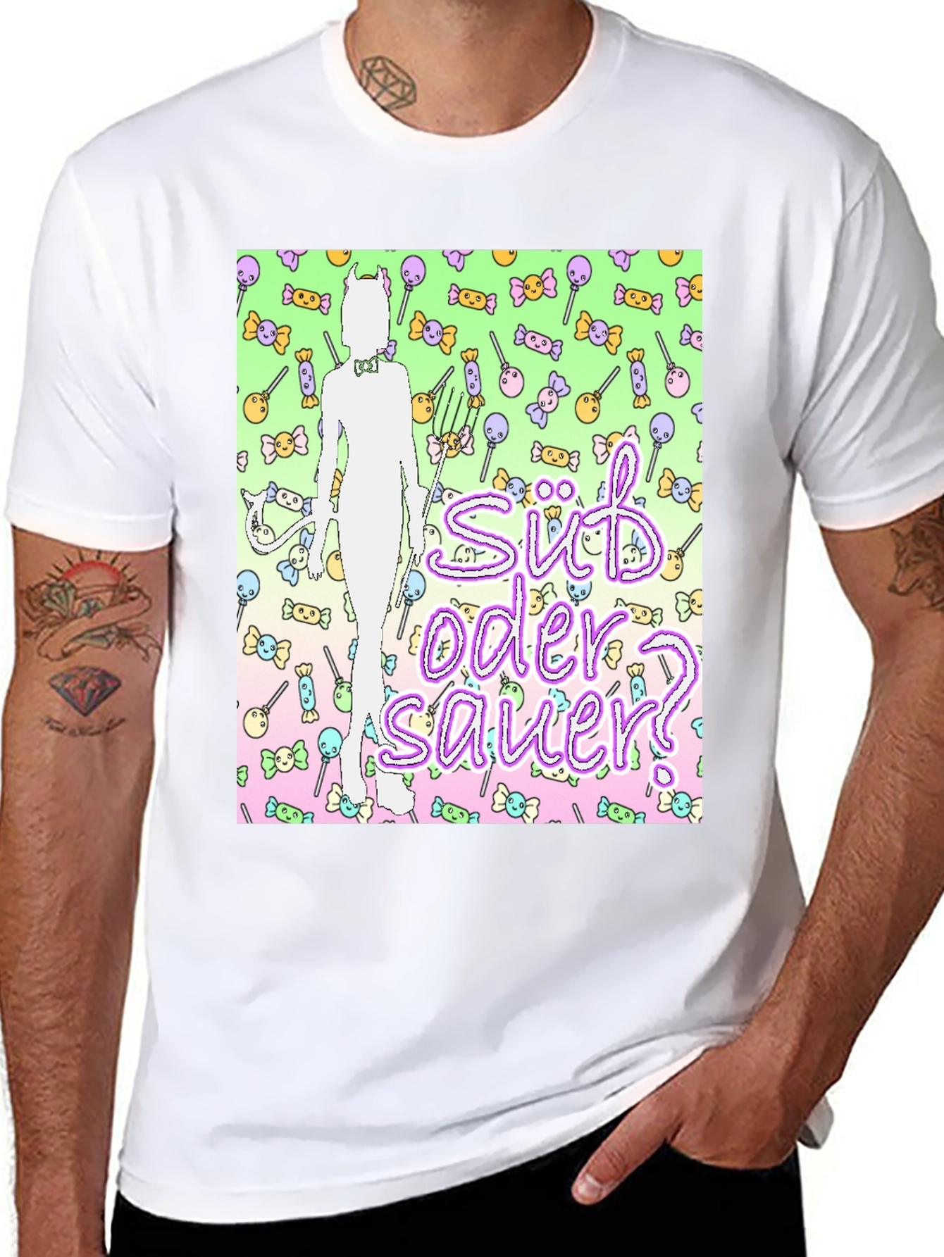 Sweet or Sour? Devilish Candy Graphic T-Shirt