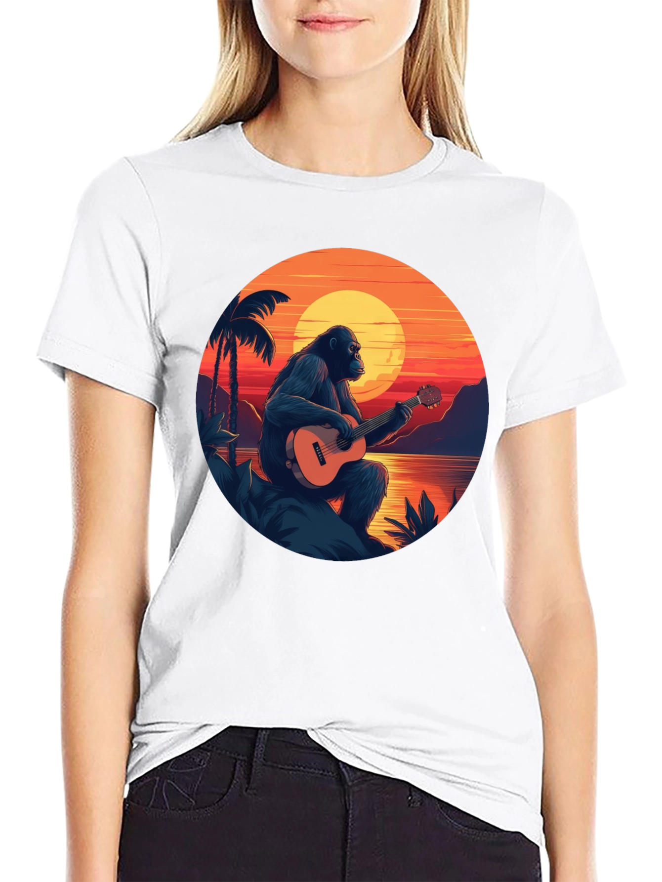 Ape Guitar Sunset Graphic T-Shirt