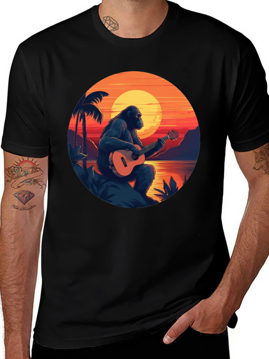 Ape Guitar Sunset Graphic T-Shirt