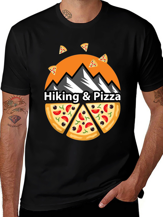 Hiking & Pizza Graphic T-Shirt - Outdoor Adventure Tee