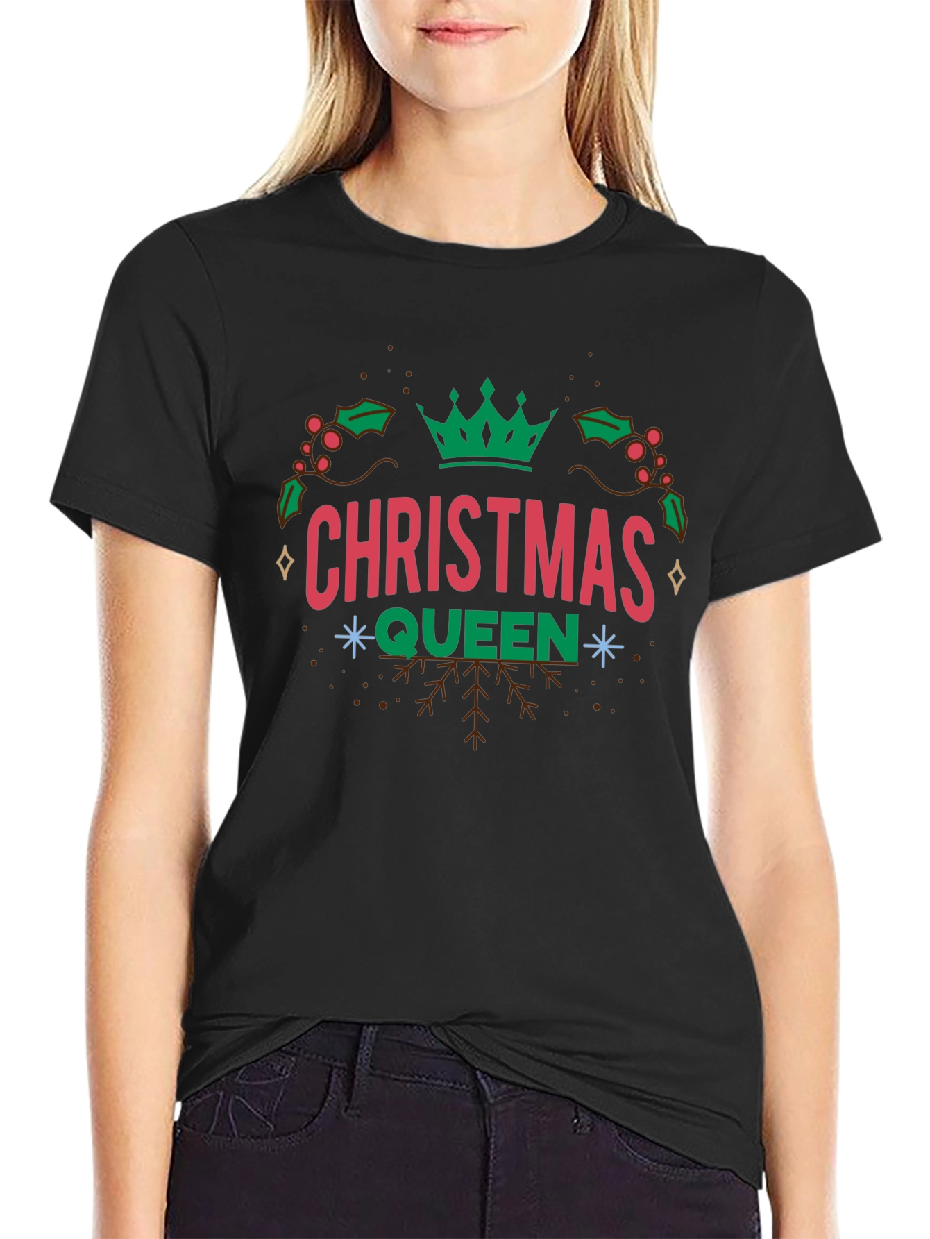 Christmas Queen Graphic Tee - Holiday Festive Shirt