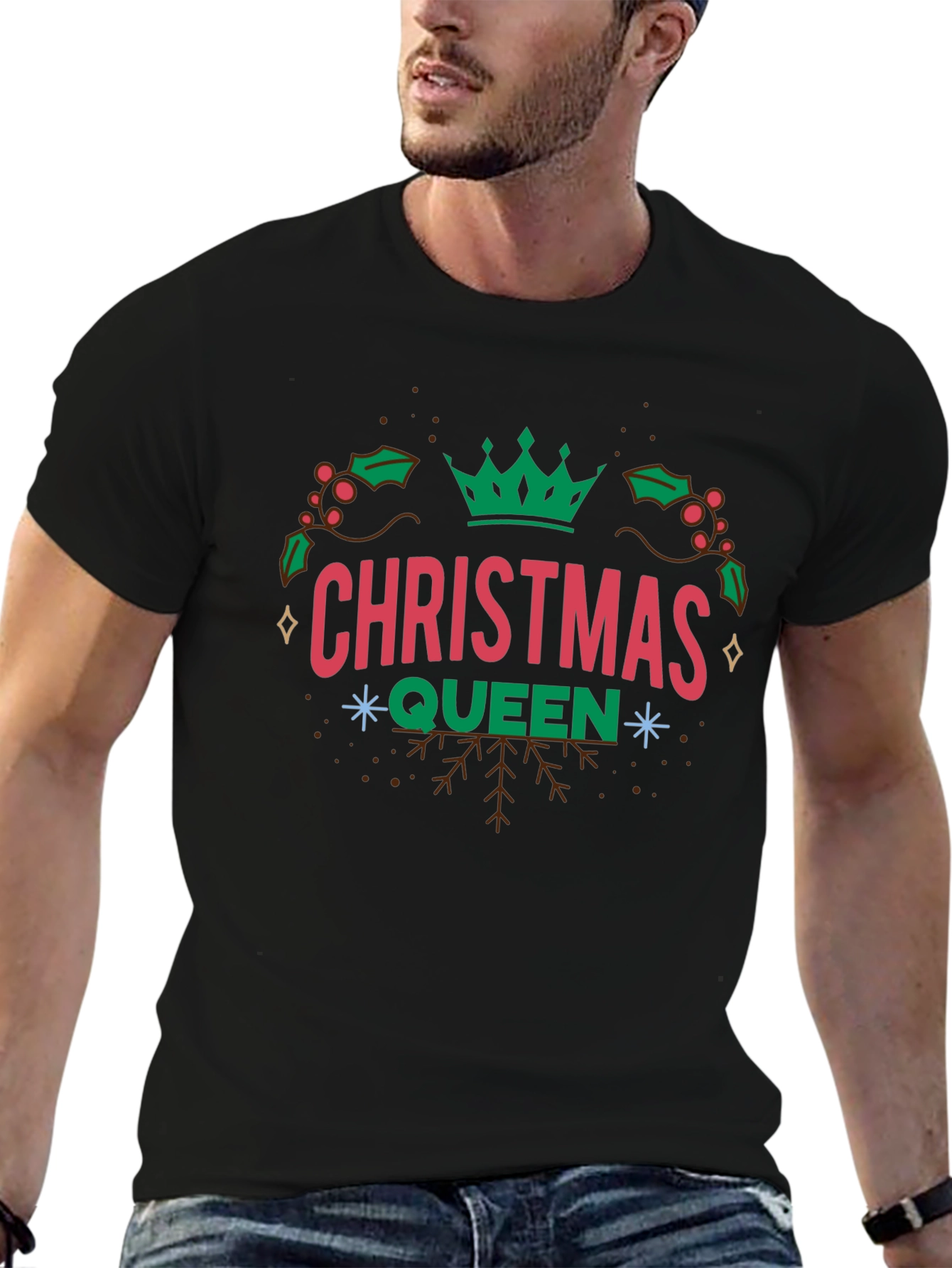 Christmas Queen Graphic Tee - Holiday Festive Shirt