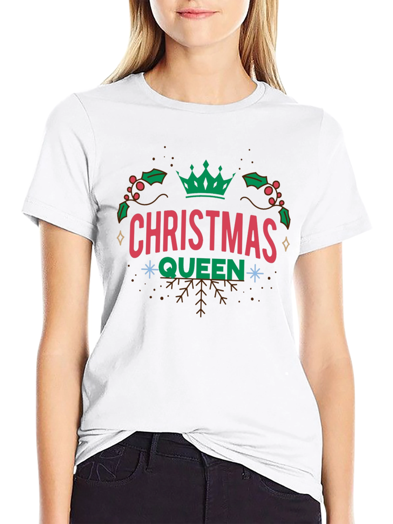 Christmas Queen Graphic Tee - Holiday Festive Shirt