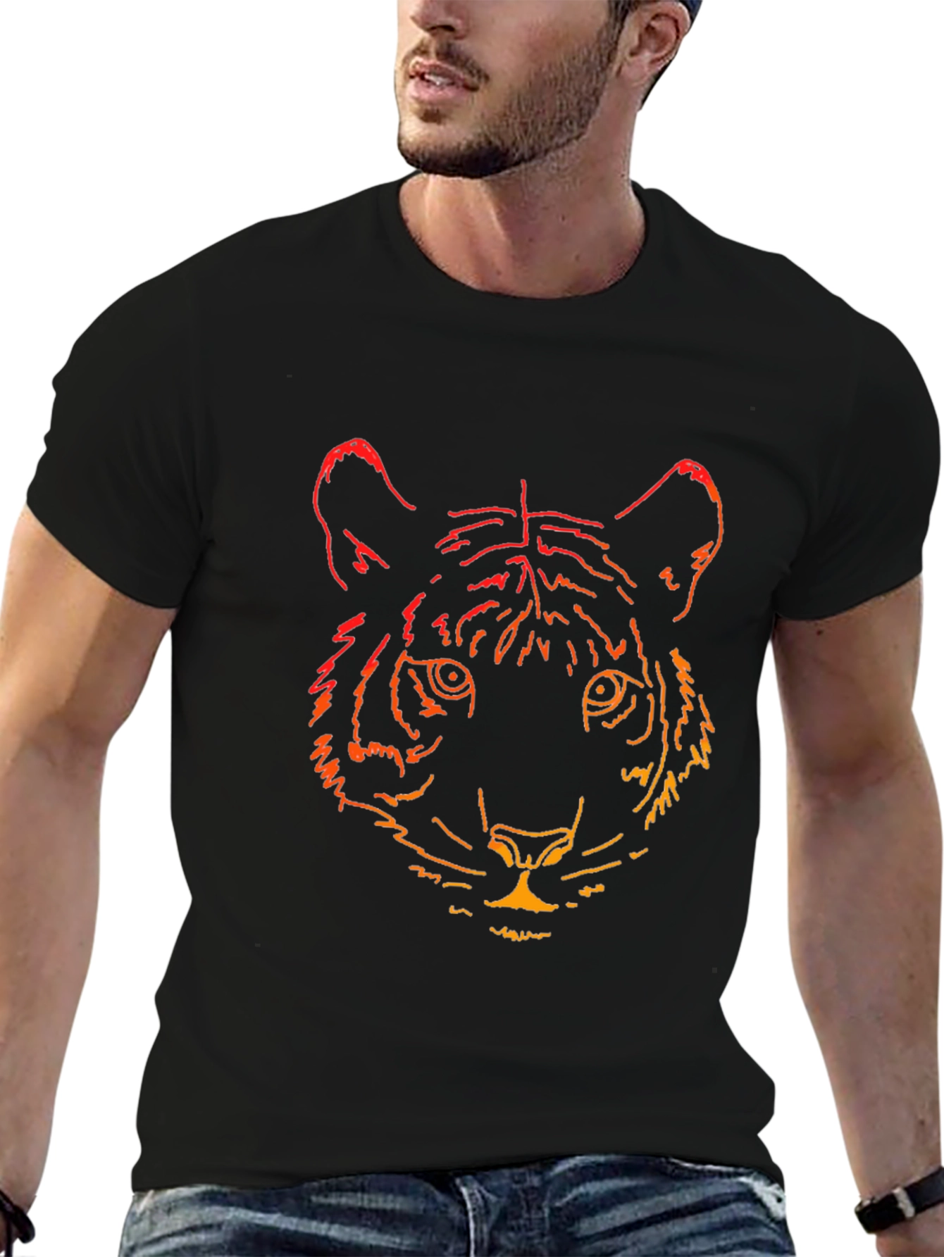 Tiger Graphic Print Black T-Shirt