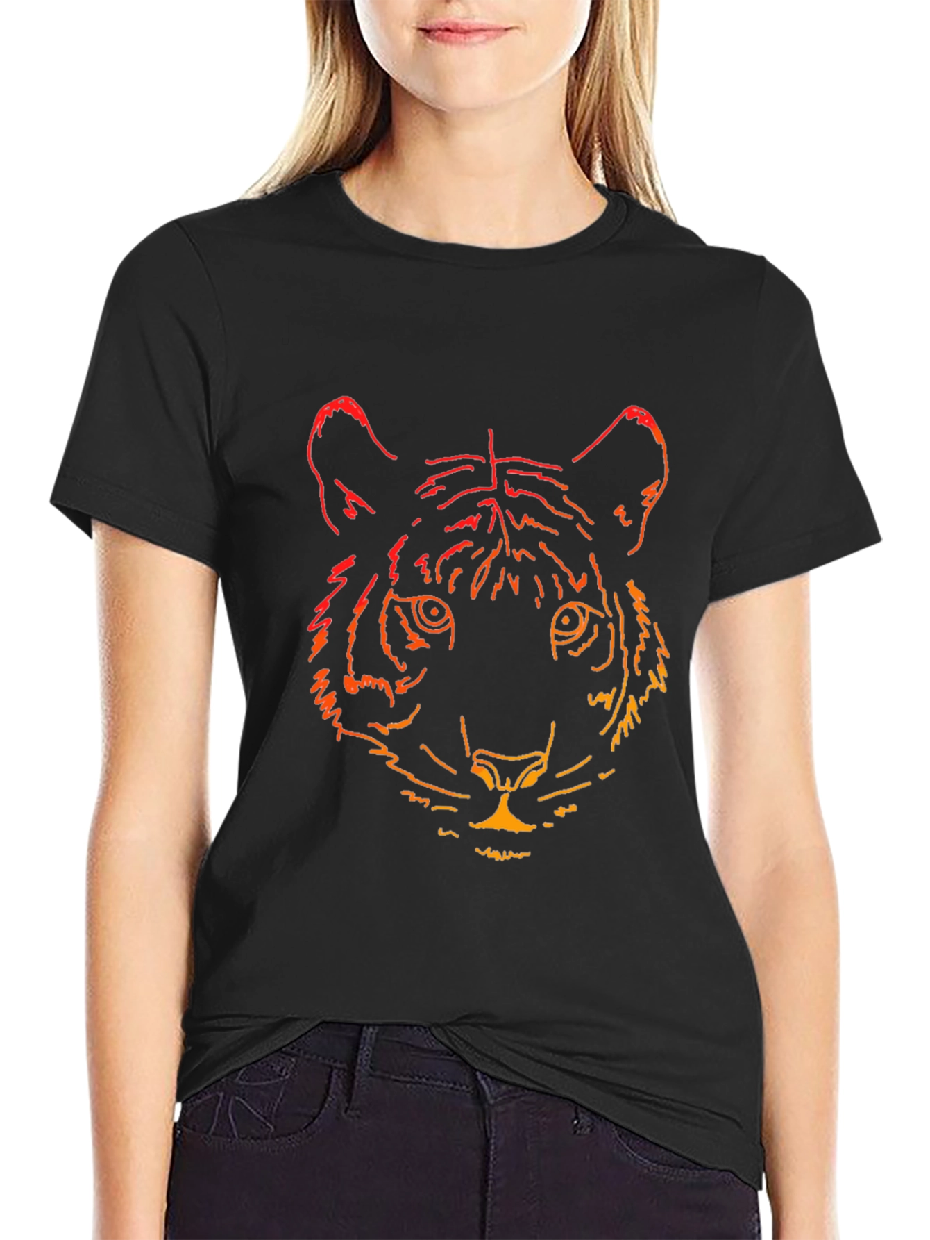 Tiger Graphic Print Black T-Shirt