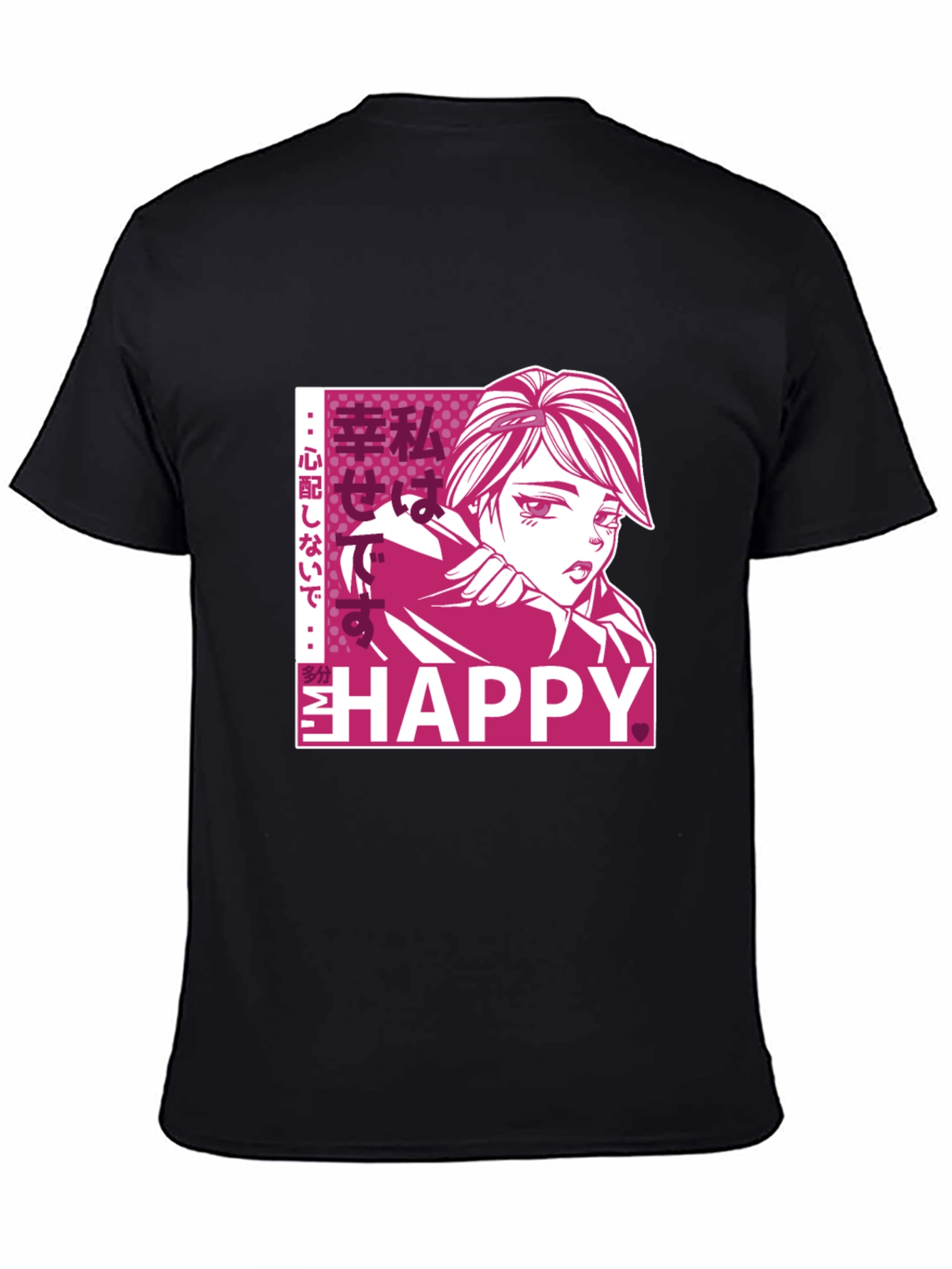 Anime Girl Graphic Print Black T-Shirt