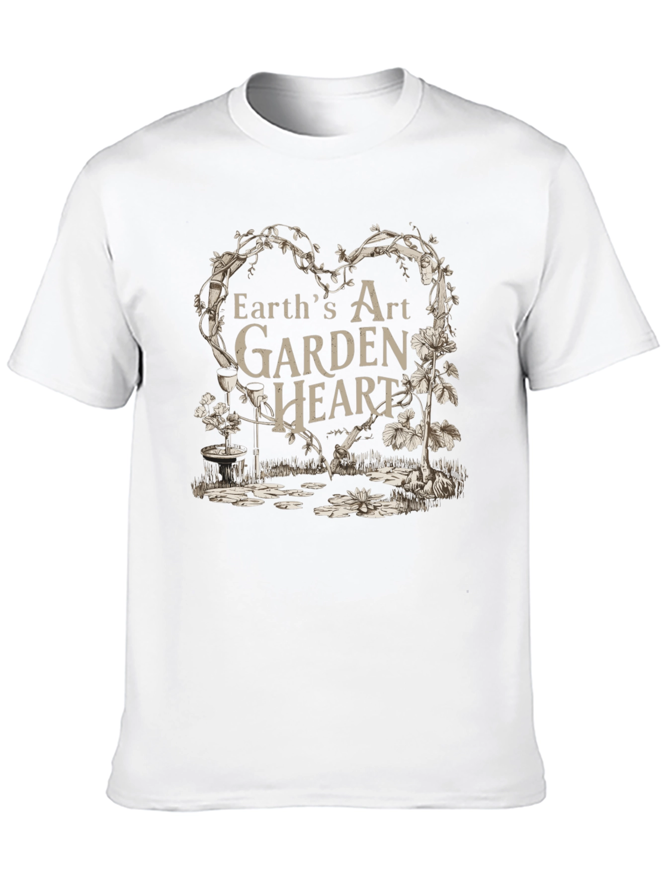 Earths Art Garden Heart Black T-Shirt