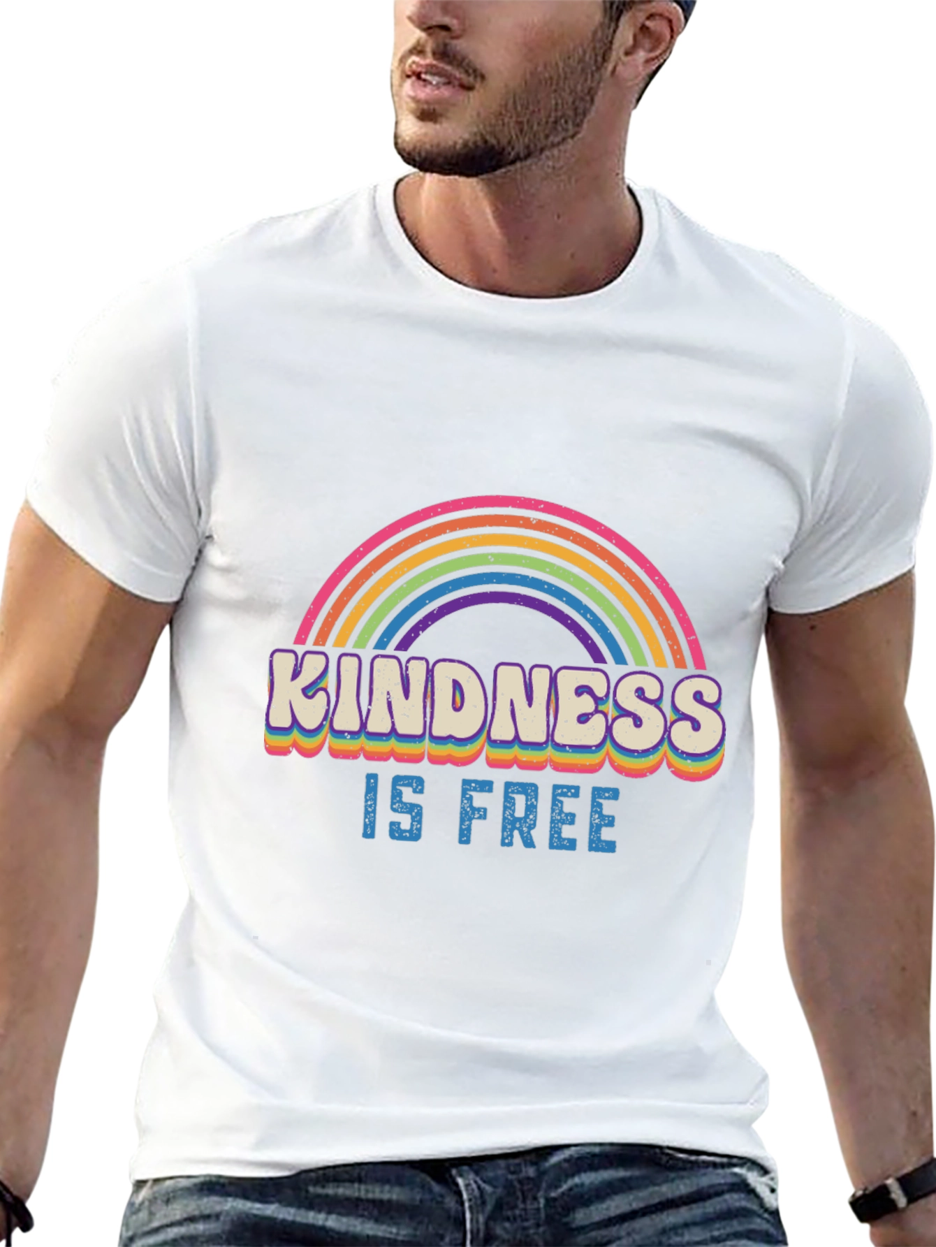 Kindness is Free Rainbow Graphic T-Shirt