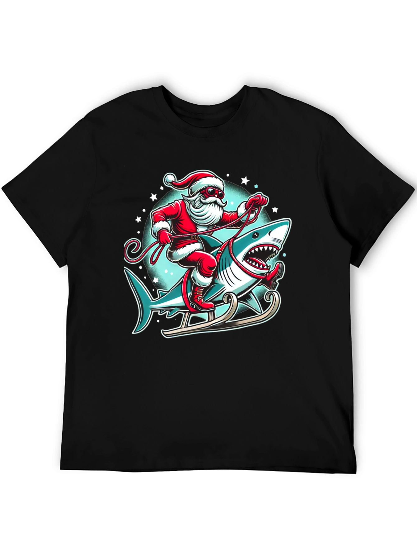 Santa Shark Sleigh Christmas T-Shirt