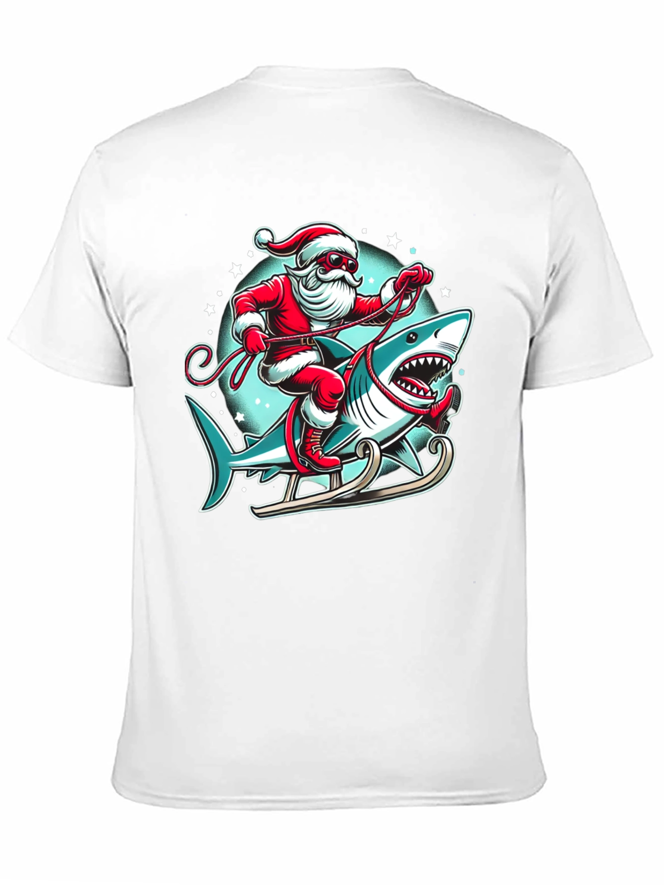 Santa Shark Sleigh Christmas T-Shirt