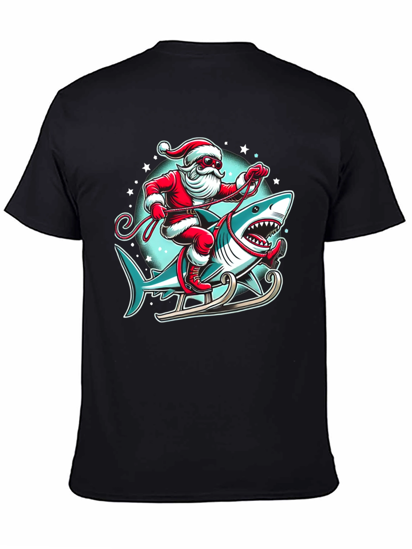 Santa Shark Sleigh Christmas T-Shirt