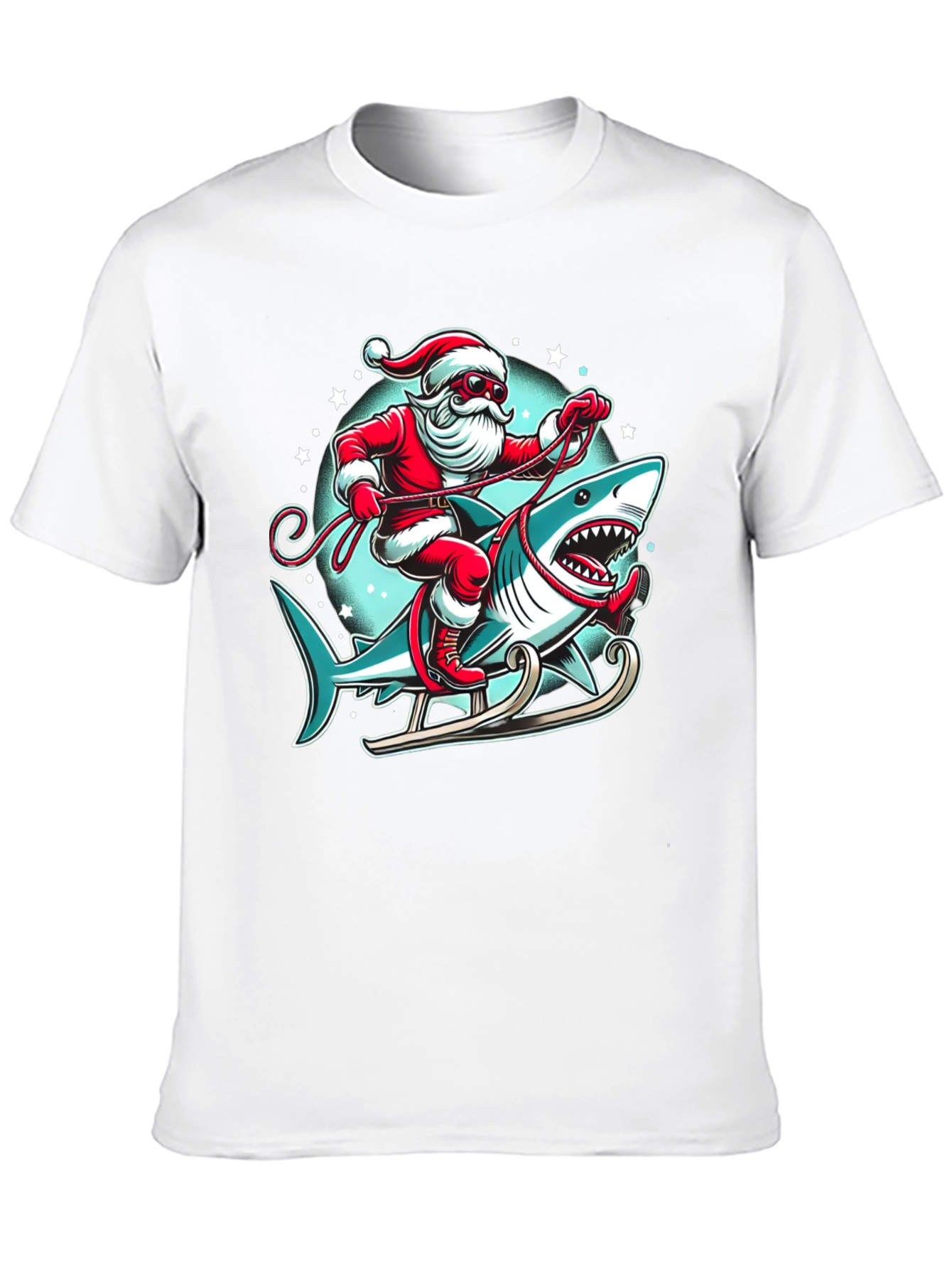 Santa Shark Sleigh Christmas T-Shirt