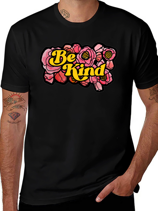 Be Kind Floral Graphic T-Shirt - Black