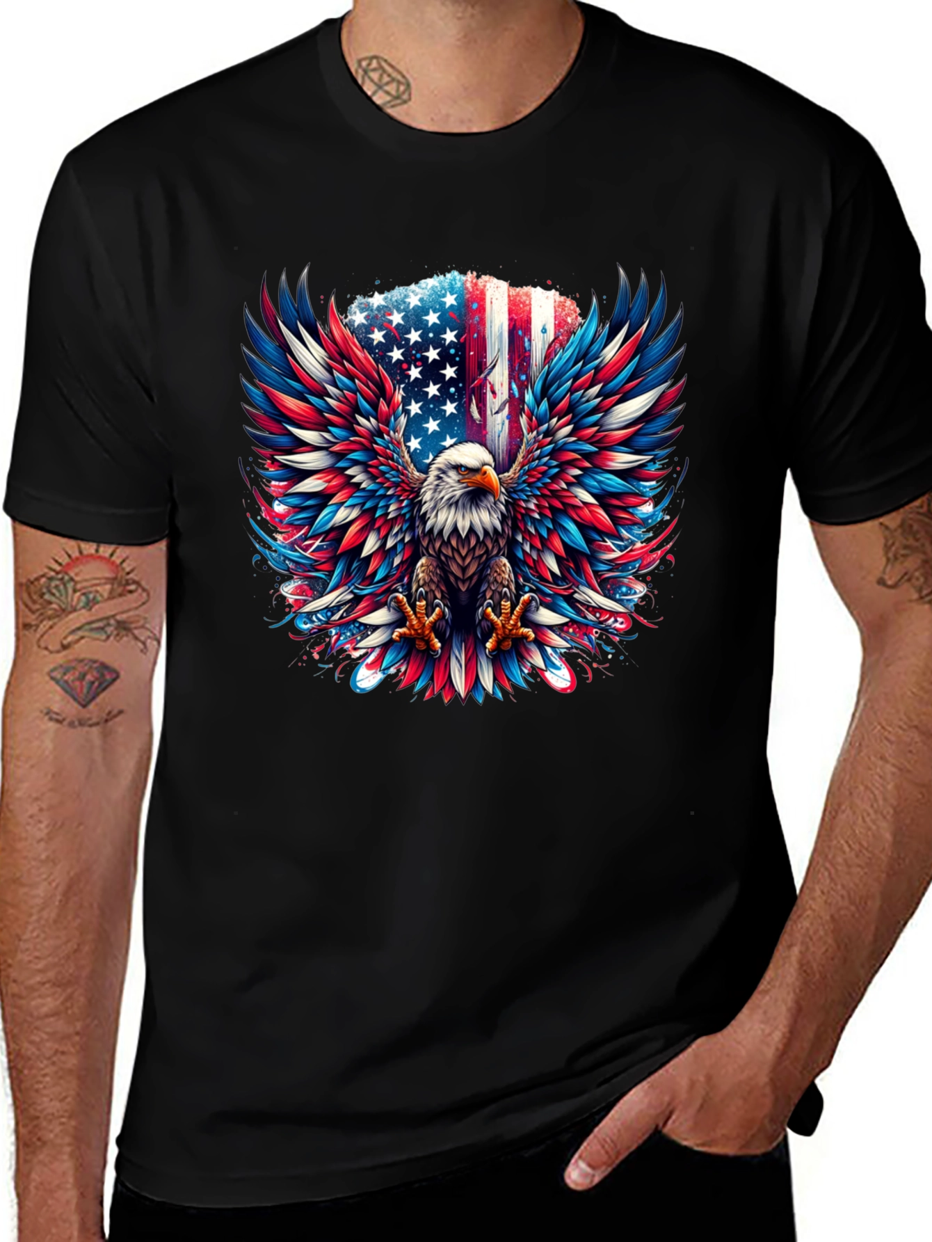 Patriotic Eagle USA Flag Graphic T-Shirt