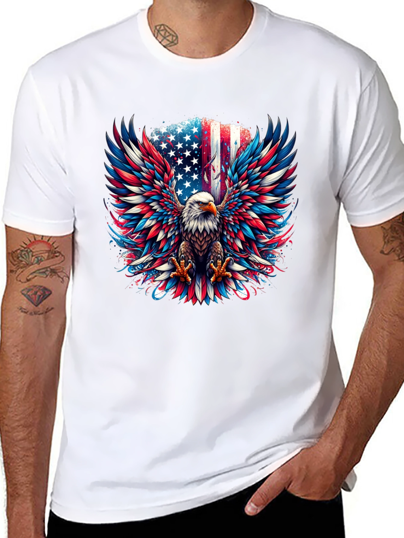 Patriotic Eagle USA Flag Graphic T-Shirt