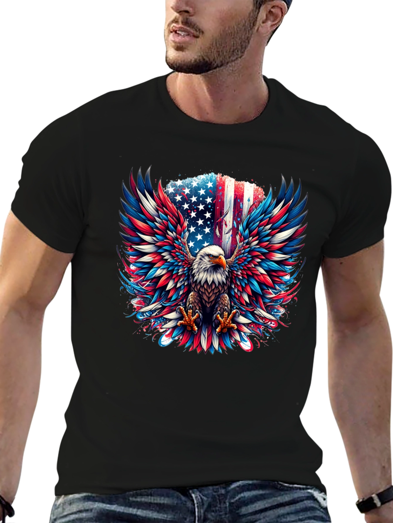 Patriotic Eagle USA Flag Graphic T-Shirt