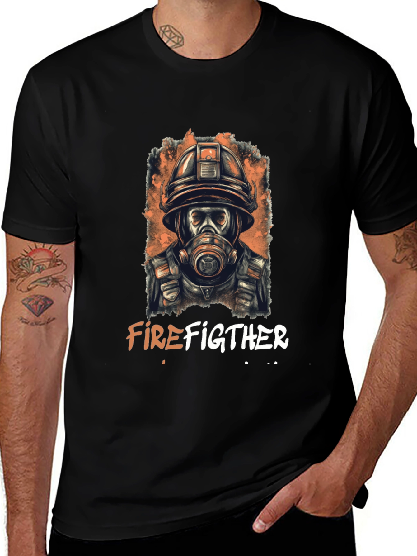 Firefighter Graphic Print T-Shirt - Bold Design